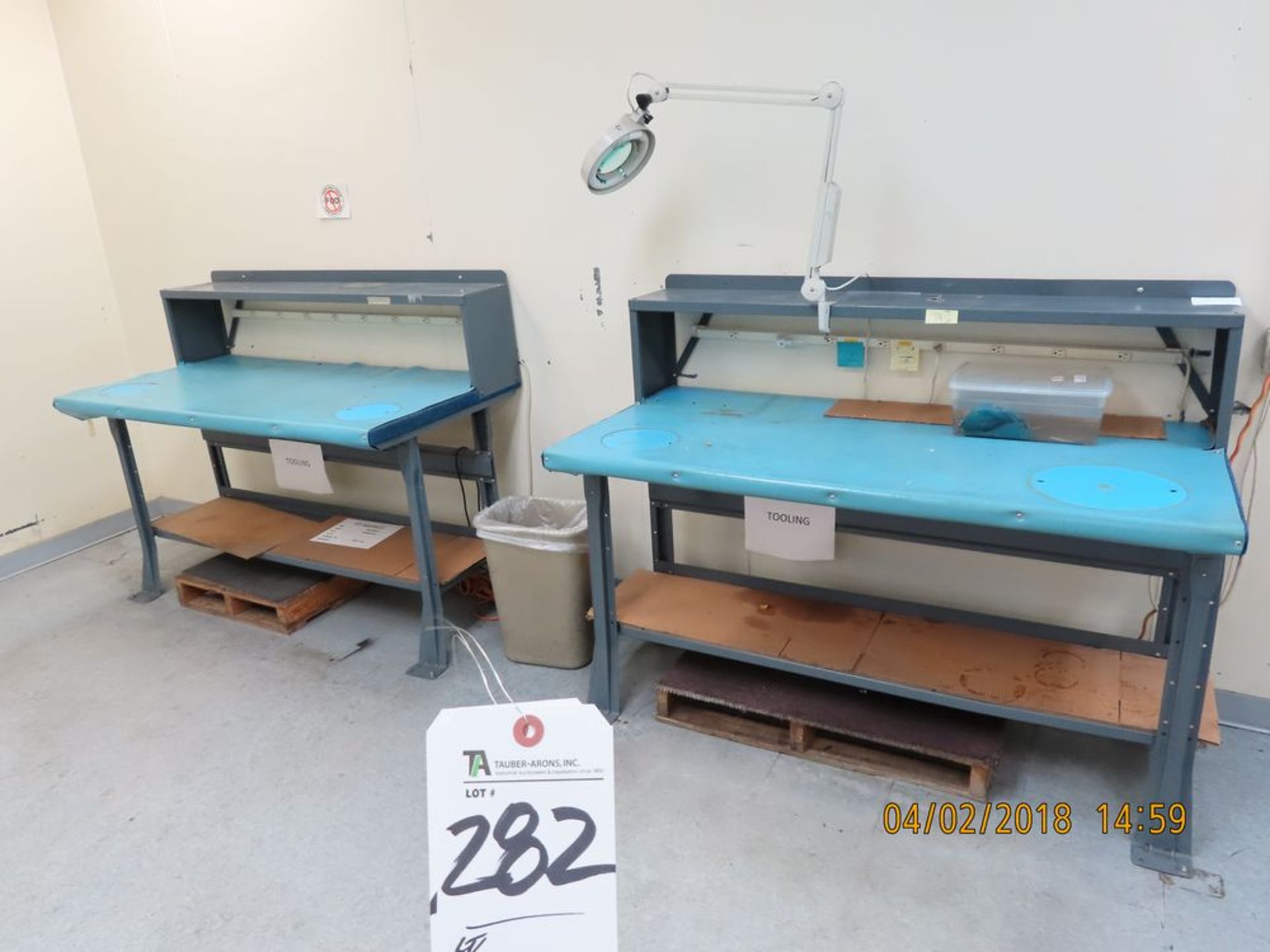 (Lot) (2) Work Benches w/ Mag Light