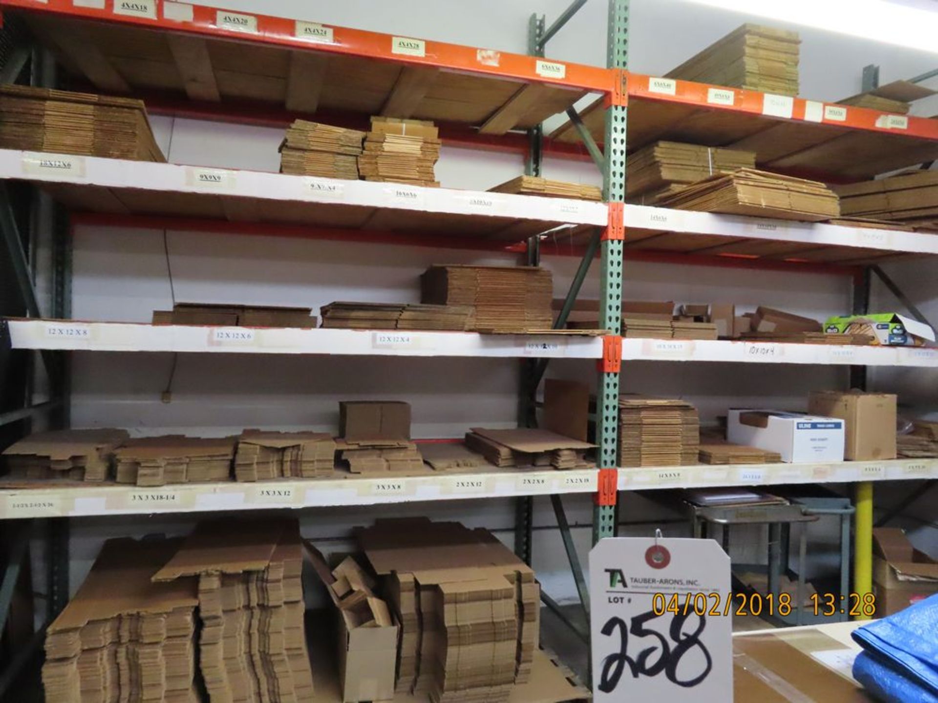 (Lot) Misc. Contents on (14) Sections of Pallet Racking: Corrugated Shipping Boxes & Scrap Parts (No - Image 3 of 3