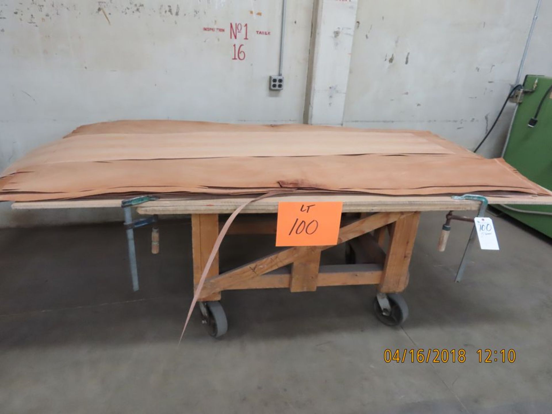 (Lot) Veneer 42'' x 60'' w/ Wood Cart on Heavy Duty Casters