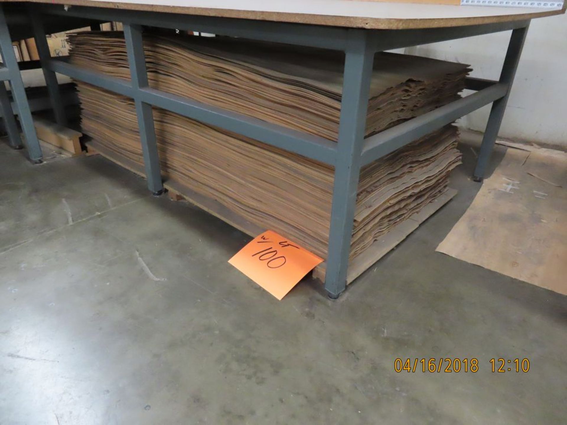 (Lot) Veneer 42'' x 60'' w/ Wood Cart on Heavy Duty Casters - Image 2 of 2