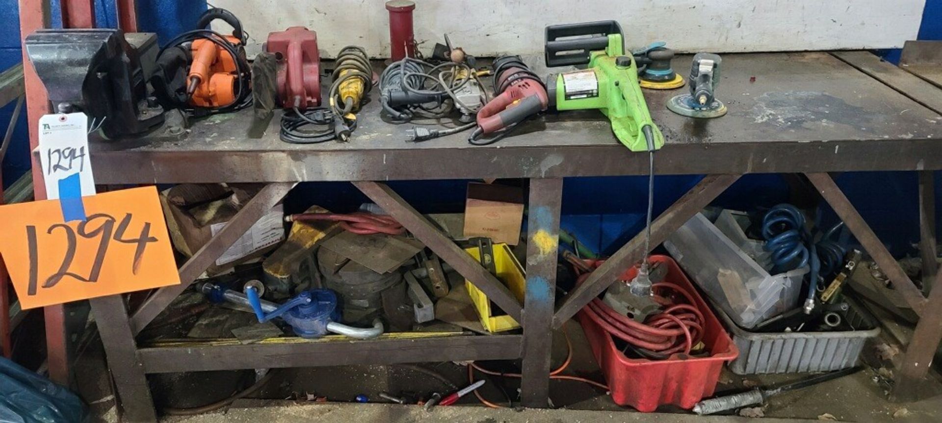 Hnad Tool with Steel Work Table & Vise. LOADING FEE FOR THIS LOT: $100