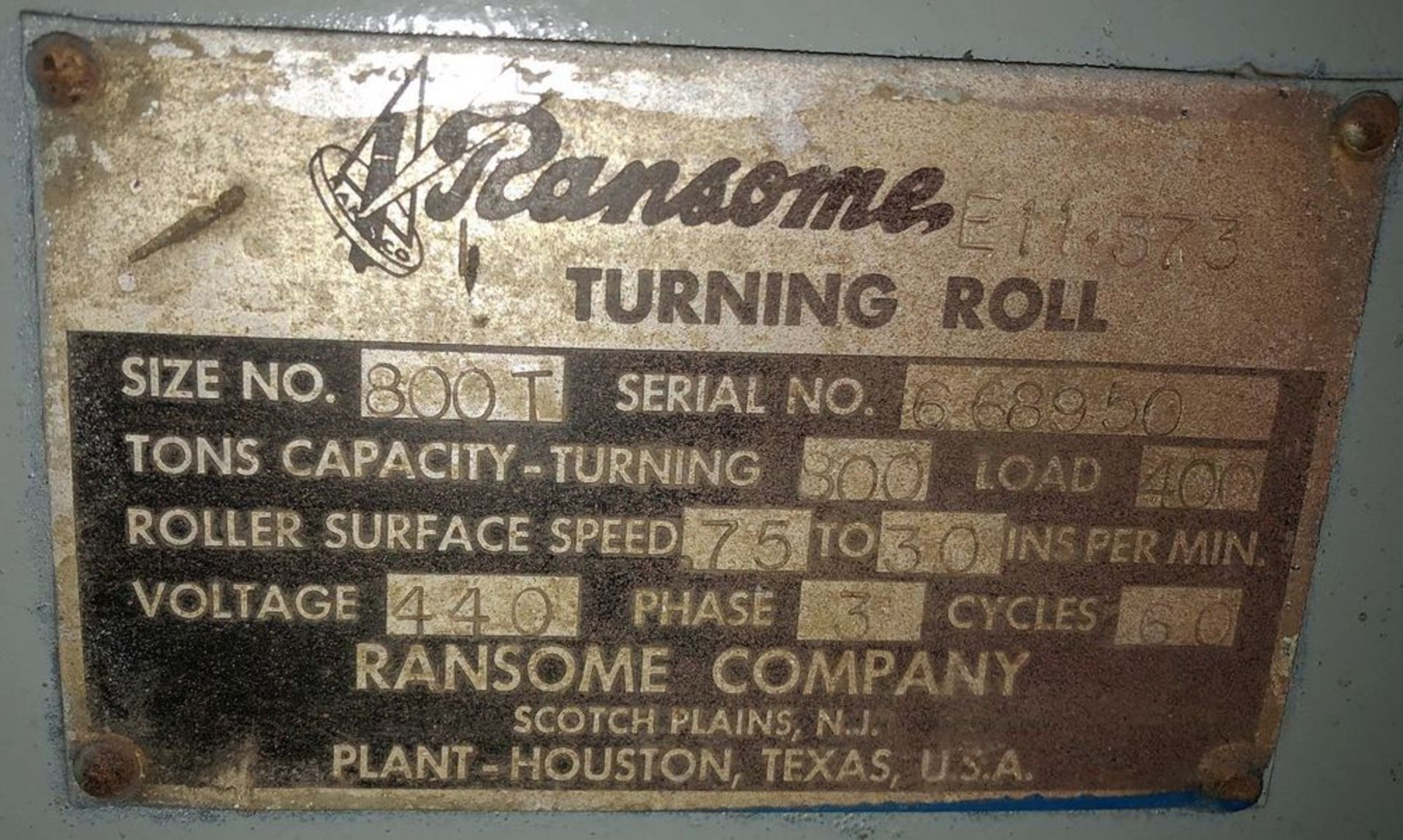 Ransome Driver Power Tank Roll 800 Ton. LOADING FEE FOR THIS LOT: $250 - Image 6 of 7