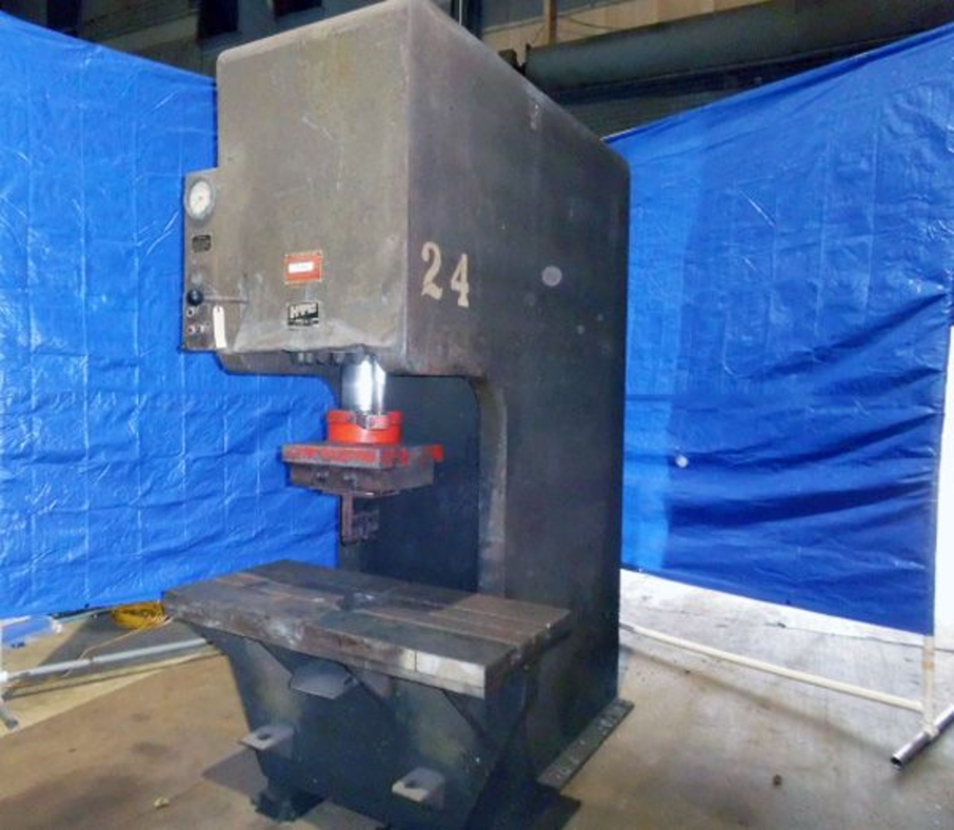 HTC Hydraulic C Frame Press 75 Ton x 48'' x 24''. LOADING FEE FOR THIS LOT: $400