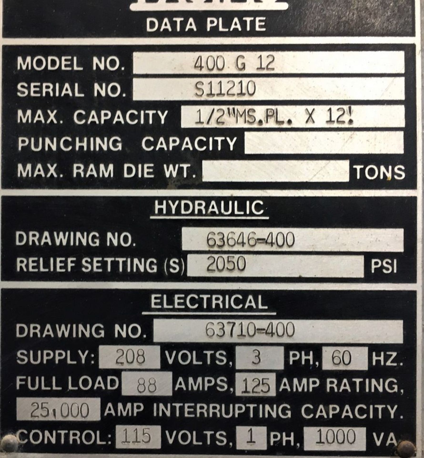 Pacific Hydraulic Plate Shear 1/2'' x 12'. LOADING FEE FOR THIS LOT: $500 - Image 18 of 18