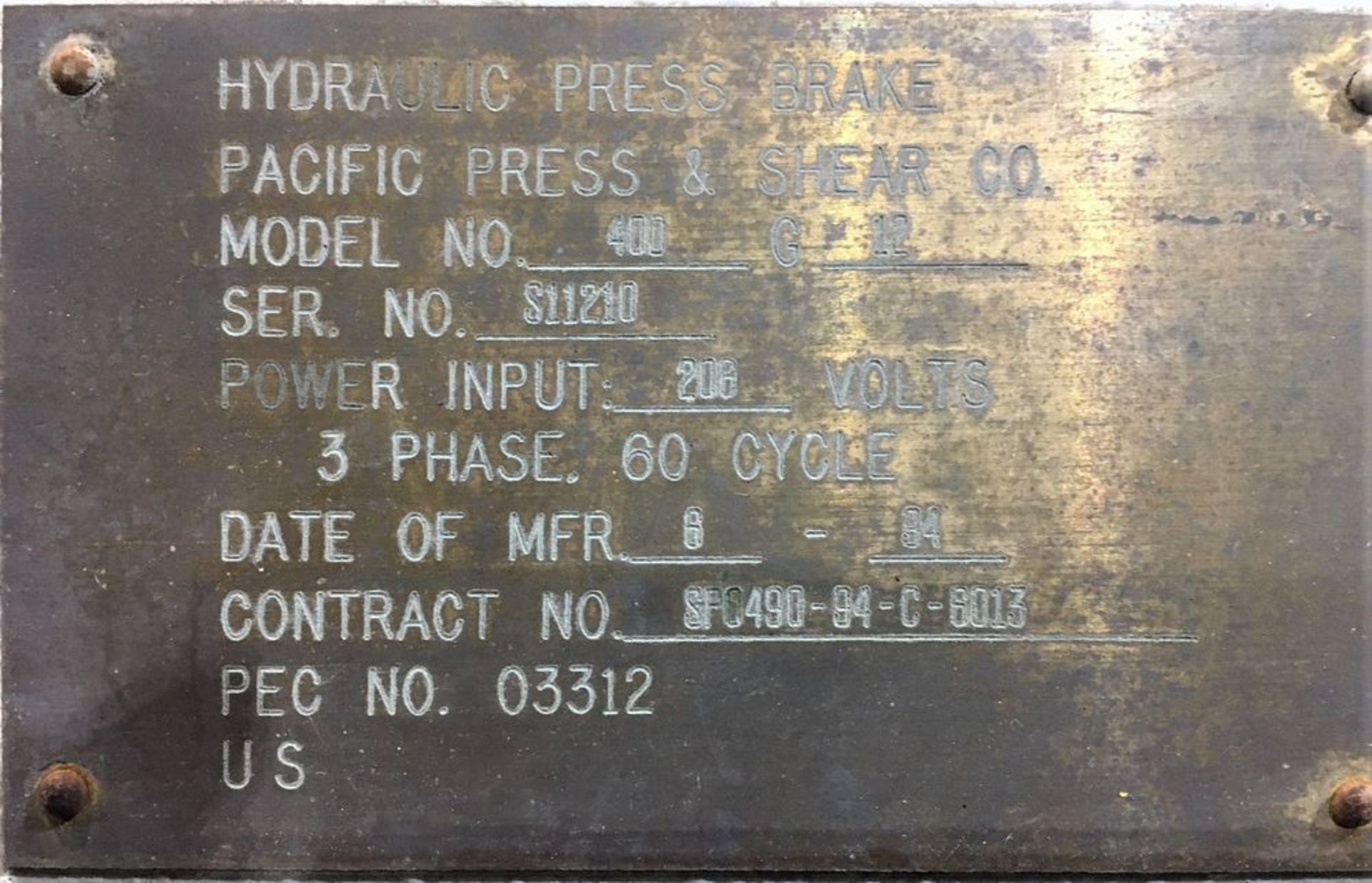 Pacific Hydraulic Plate Shear 1/2'' x 12'. LOADING FEE FOR THIS LOT: $500 - Image 17 of 18