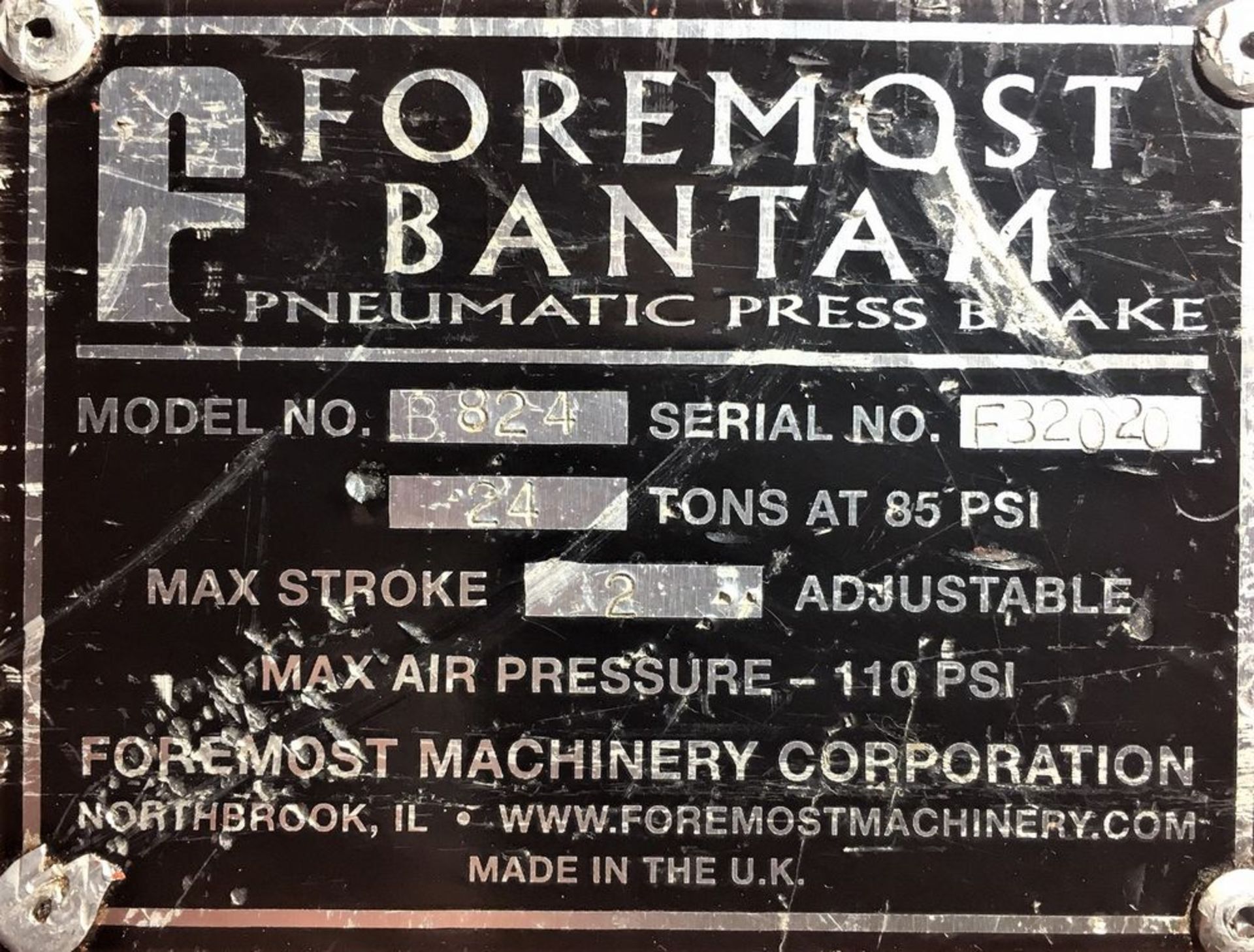 Foremost Bantam Pneumatic Press Brake 24 Ton x 8' - Image 13 of 13