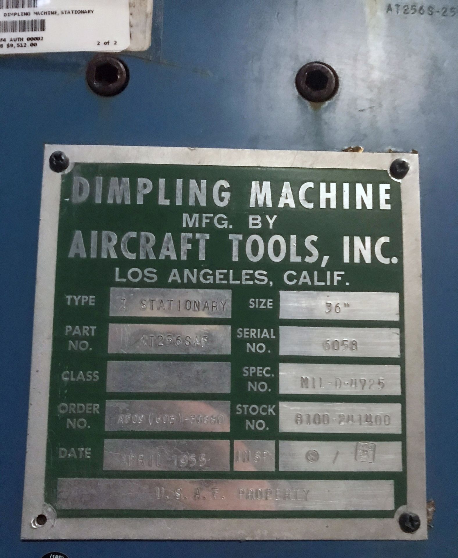 Aircraft Tools Hot Dimpling Machine 24,000 Lbs. x 36'' x 800 Degrees. - Image 4 of 5