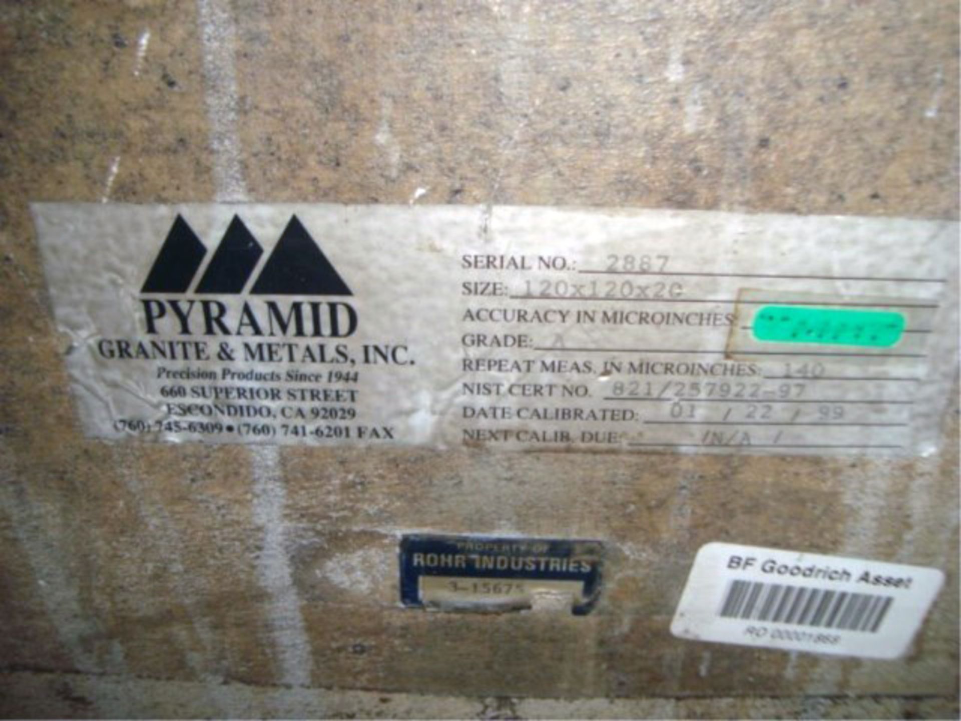 Pyramid Granite Surface Table 120'' x 120'' x 20'' Grade A (LOADING FEES FOR THIS LOT: $1200) - Image 3 of 3