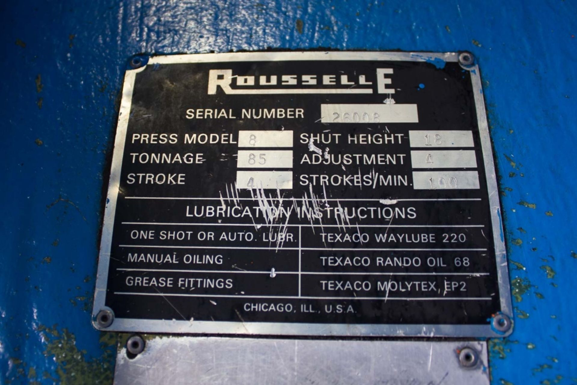 Rousselle OBI Punch Press 85 Ton x 36'' x 24''. LOADING FEE FOR THIS LOT: $600 - Image 9 of 10