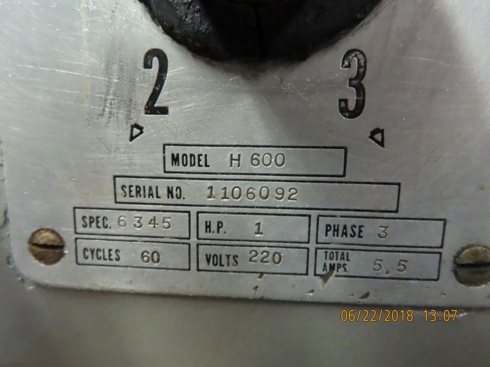 Hobart mod. H600, 3 Phase Mixer S/N 1106092 - Image 3 of 3