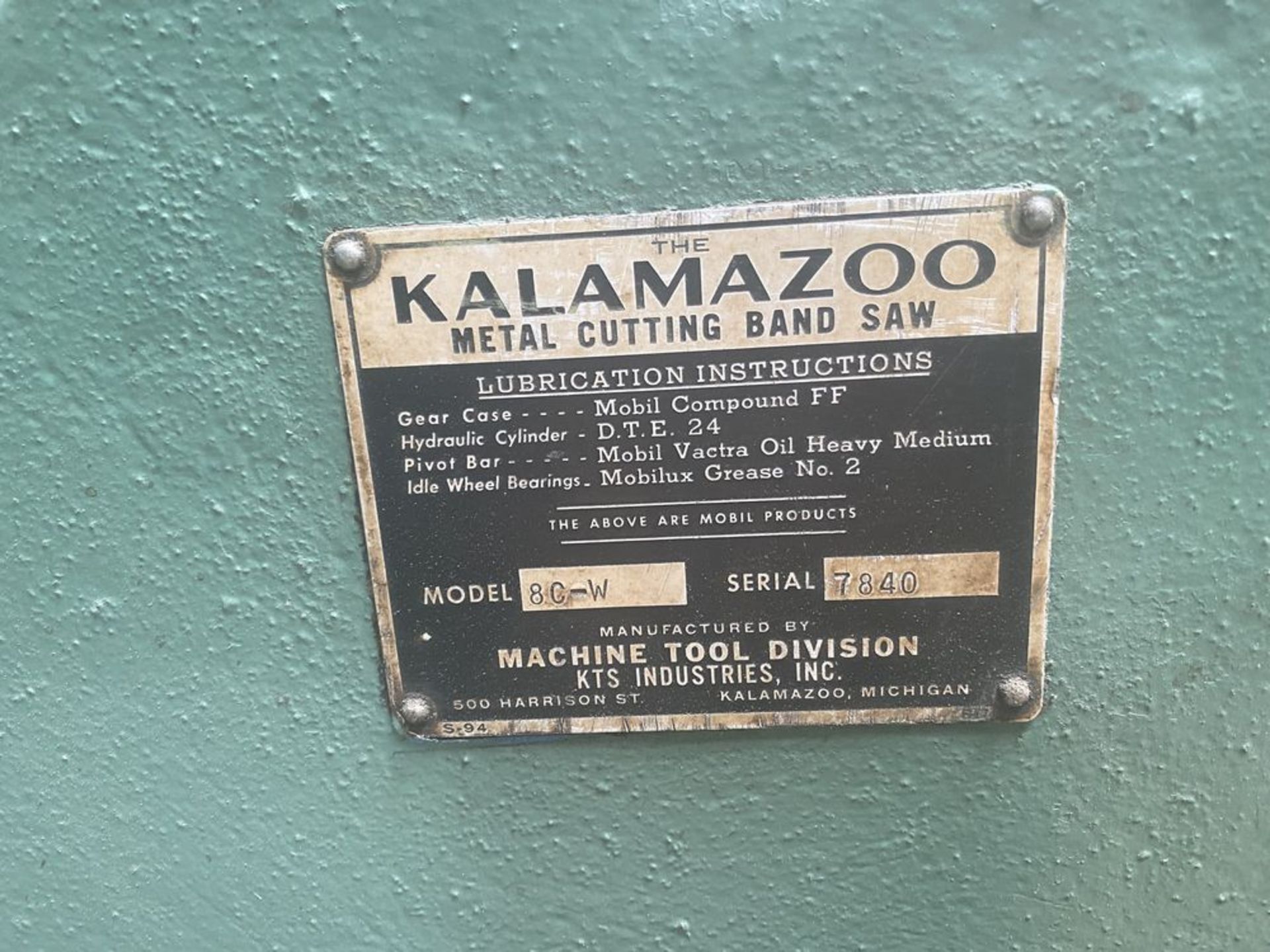Kalamazoo mod. 8C-W, 8'' Horizontal Metal Cutting - Image 2 of 2