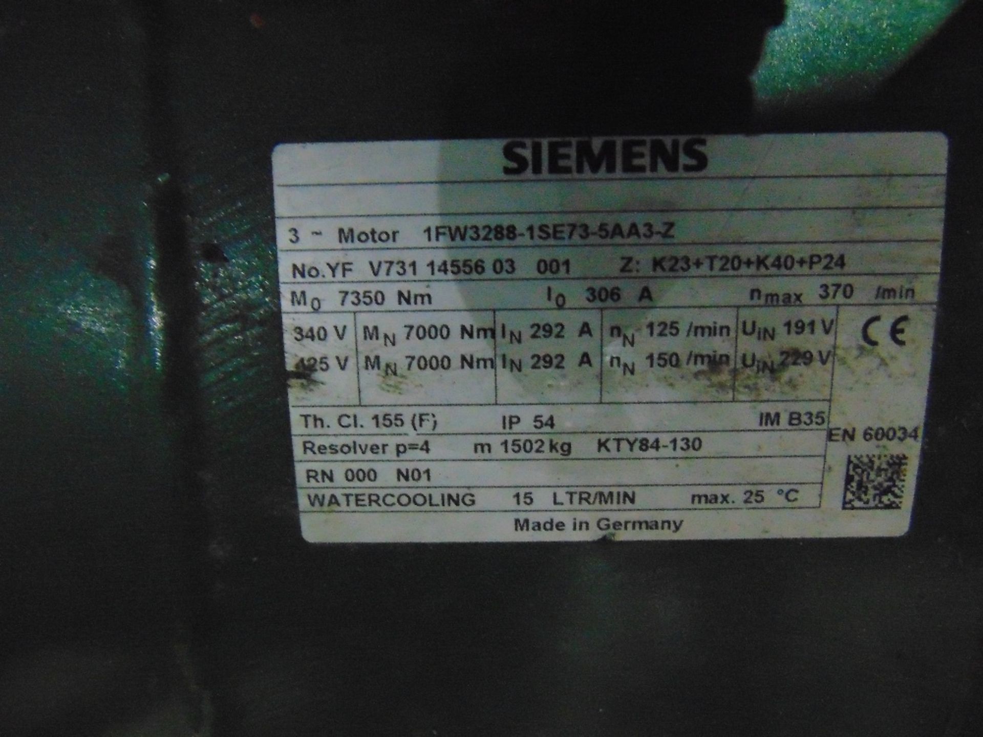 Siemens Watercooling Motor, 130hp - Image 2 of 2