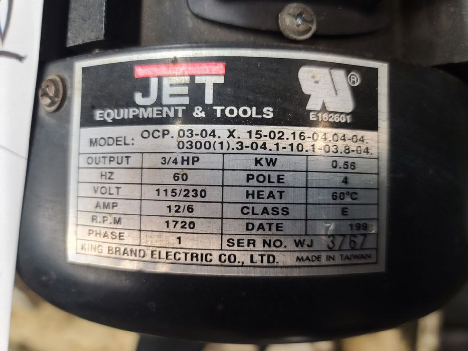 Jet mod. OCP 12'', 3/4 HP, Horizontal Bandsaw - Image 2 of 2