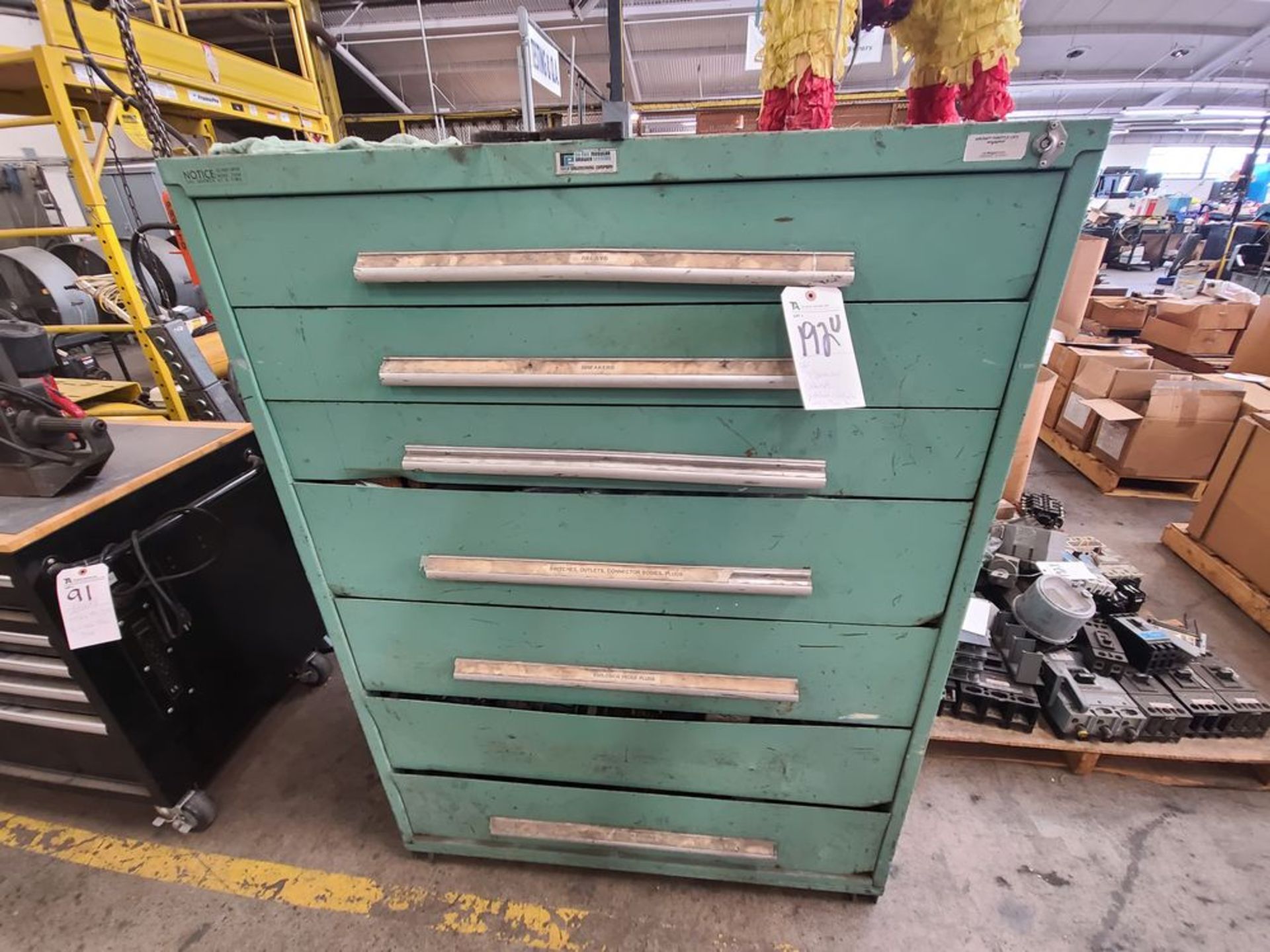 (Lot) 7-Drawer Cabinet w/ Switches, Outlets,