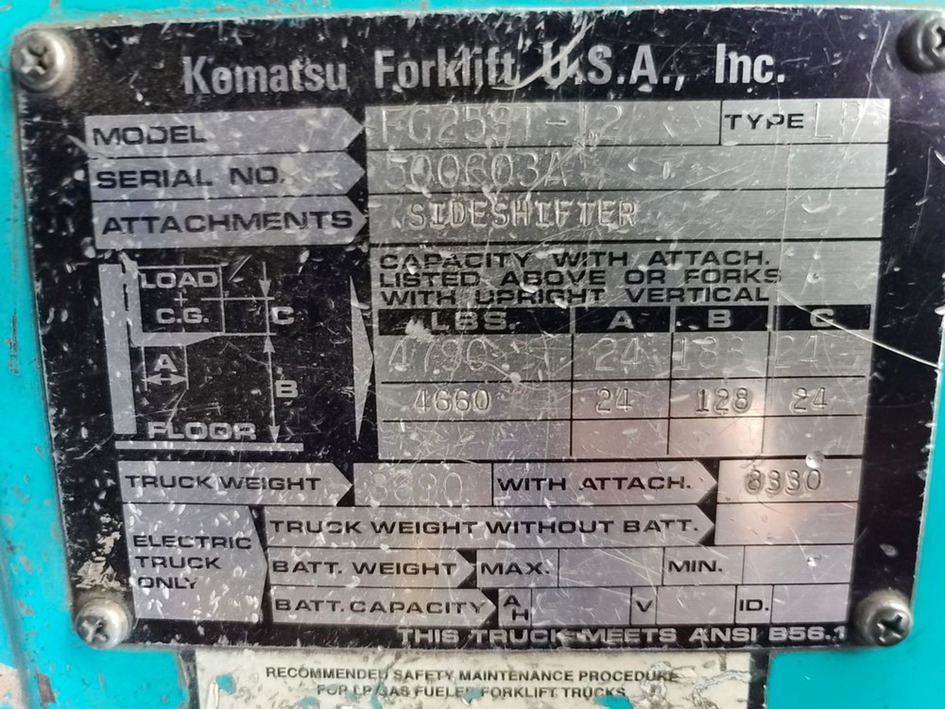 Komatsu mod. FC25ST-12 4790LBS CAP Forklift - Image 5 of 5