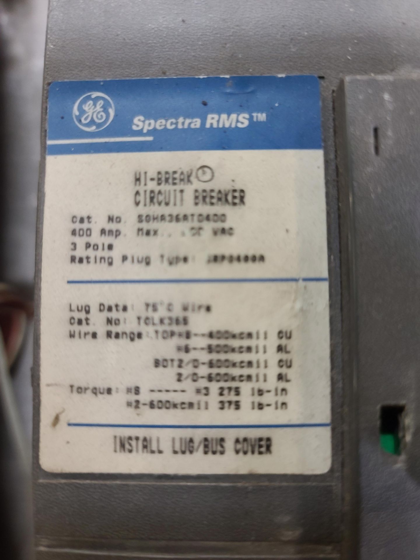 GE 400 Amp, Cat SGHA36AT0400 "U" - Image 2 of 2