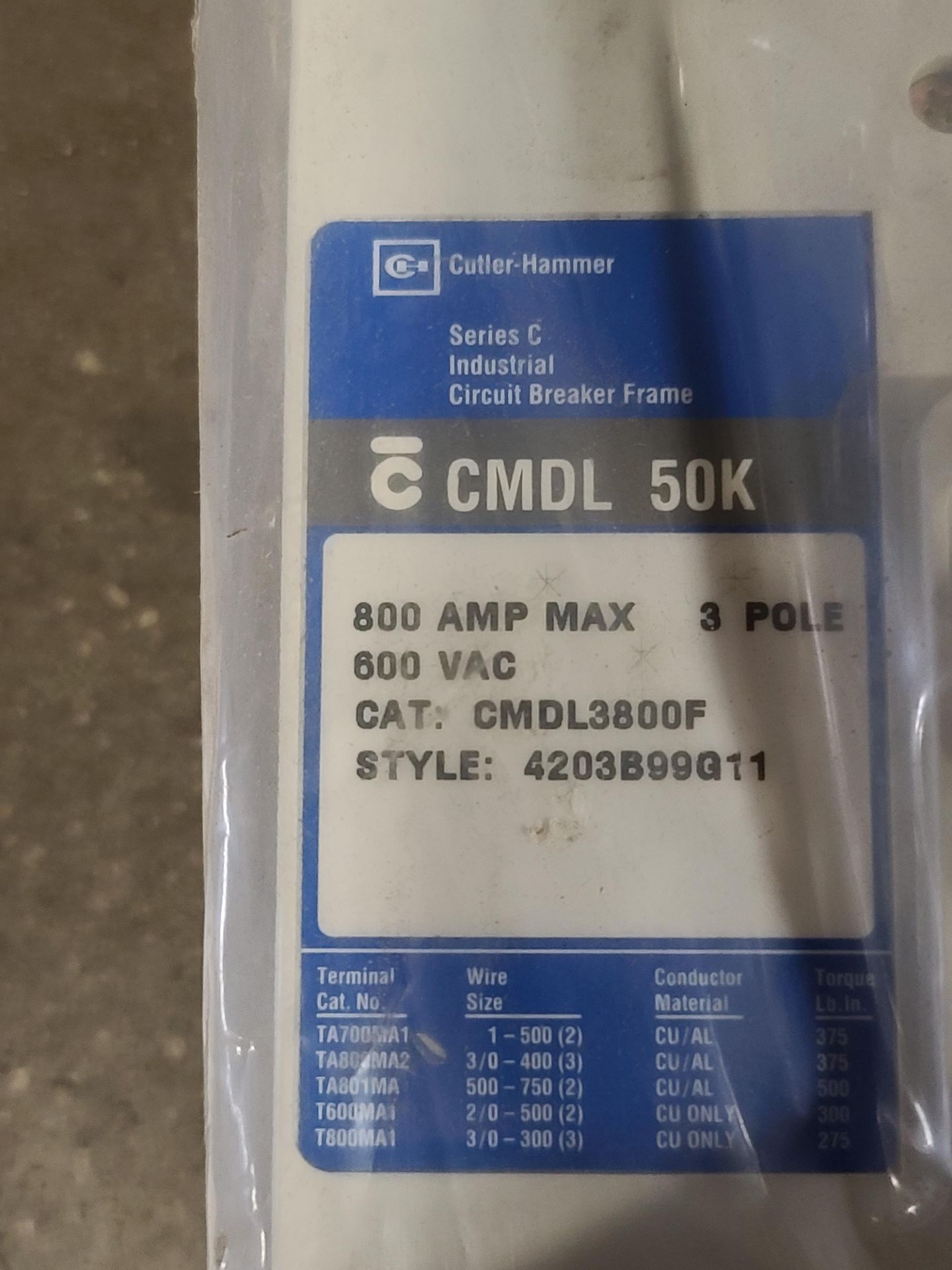 Cutler-Hammer 800 Amp, Cat CMDL30800F "S" - Image 2 of 2