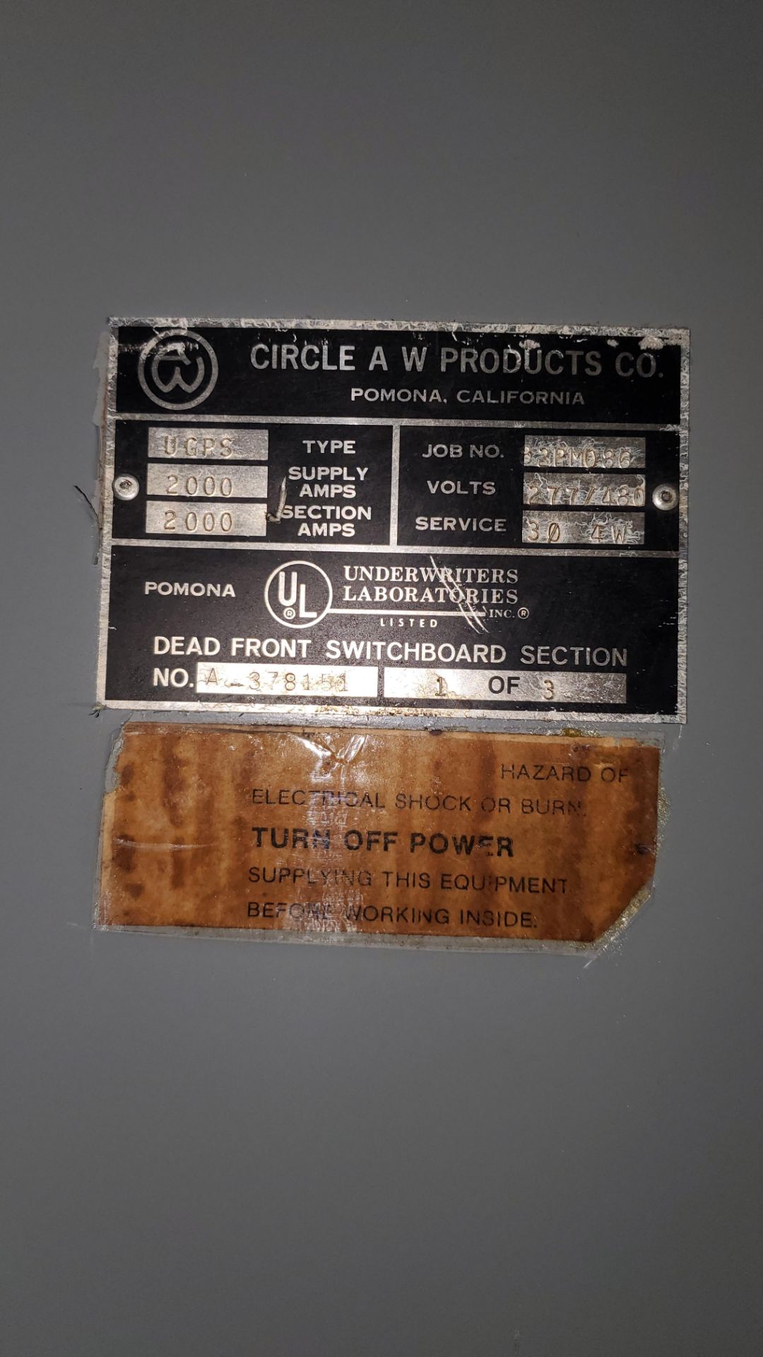 (Lot) Circle AW Products 2000 A 3 Phase 4 Wire Service Entrance Circle AW Products 2000 Amp 30 4- - Image 7 of 7
