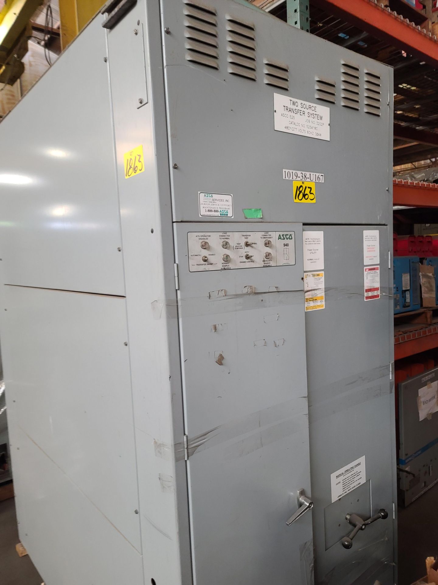 ASCO Transfer Switch, Two Source, N-1, 3ph 480/277V (LOADING FEES: $250)