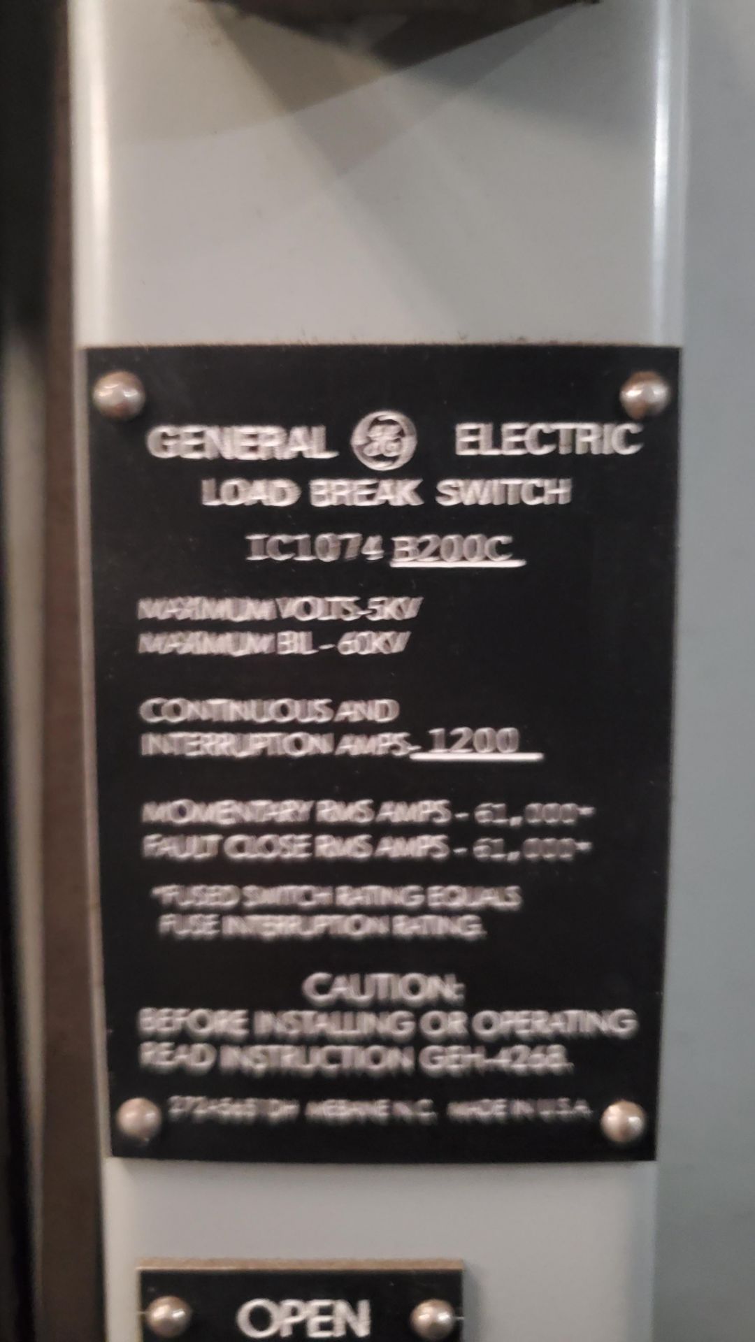 (Lot) General Electric Limit Amp Load Break Switch IA1074 B200C, 5KV, 1200A w/ (2) CRB110L00302BR AC - Image 5 of 6