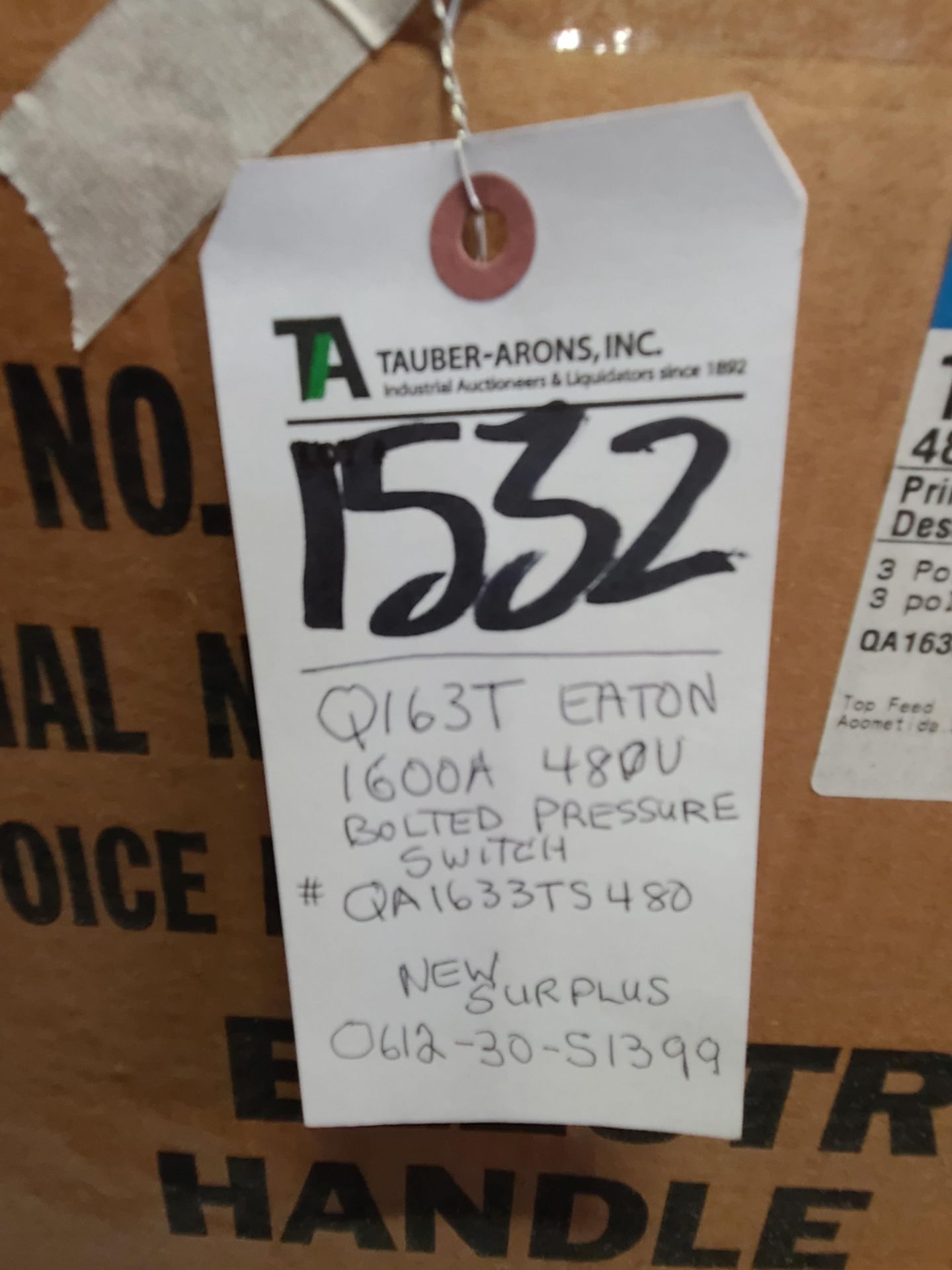 Eaton mod. Q163T Bolted Pressure Switch 1600A, 480V (LOADING FEES: $20) - Image 2 of 2