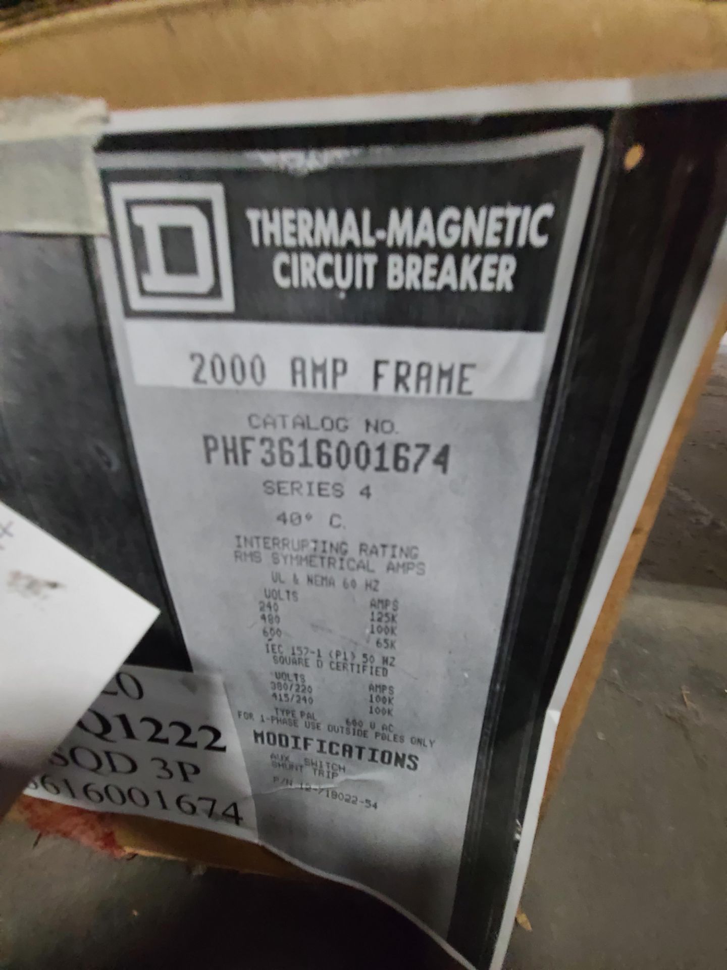 Square D Circuit Breaker mod. PHF 3616-00-1174 (Reconditioned) 1208-17-Q1222 (LOADING FEES: $15) - Image 3 of 3