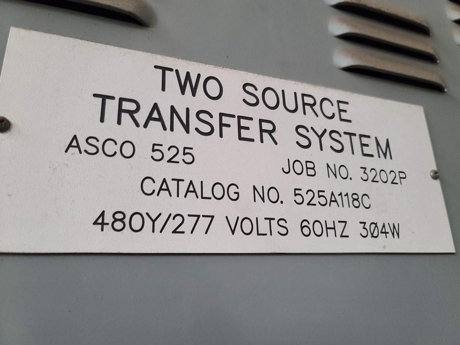 ASCO Transfer Switch, Two Source, N-1, 3ph 480/277V (LOADING FEES: $250) - Image 3 of 3