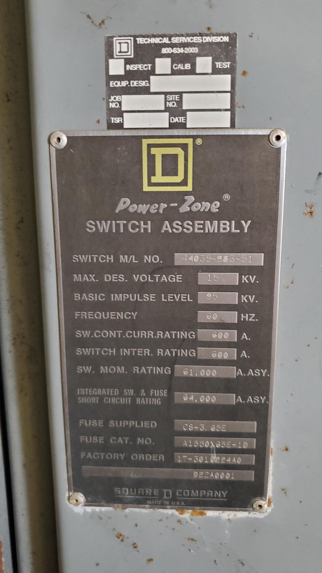 Square D Power Zone Load Interruptor, 15KV, 600A 30 (LOADING FEES: $100) - Image 2 of 2