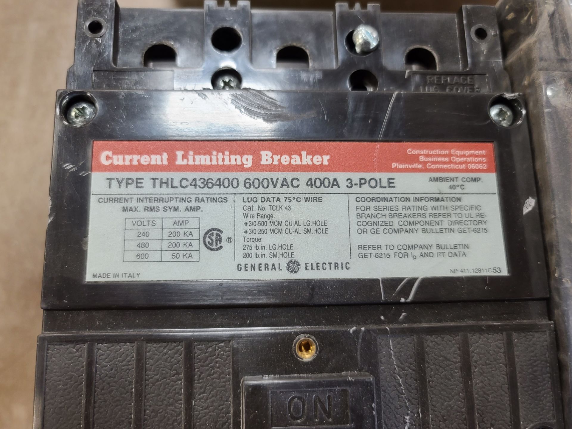 (Lot) GE 225 & 400 Amp, Type THLC436400, - Image 2 of 2