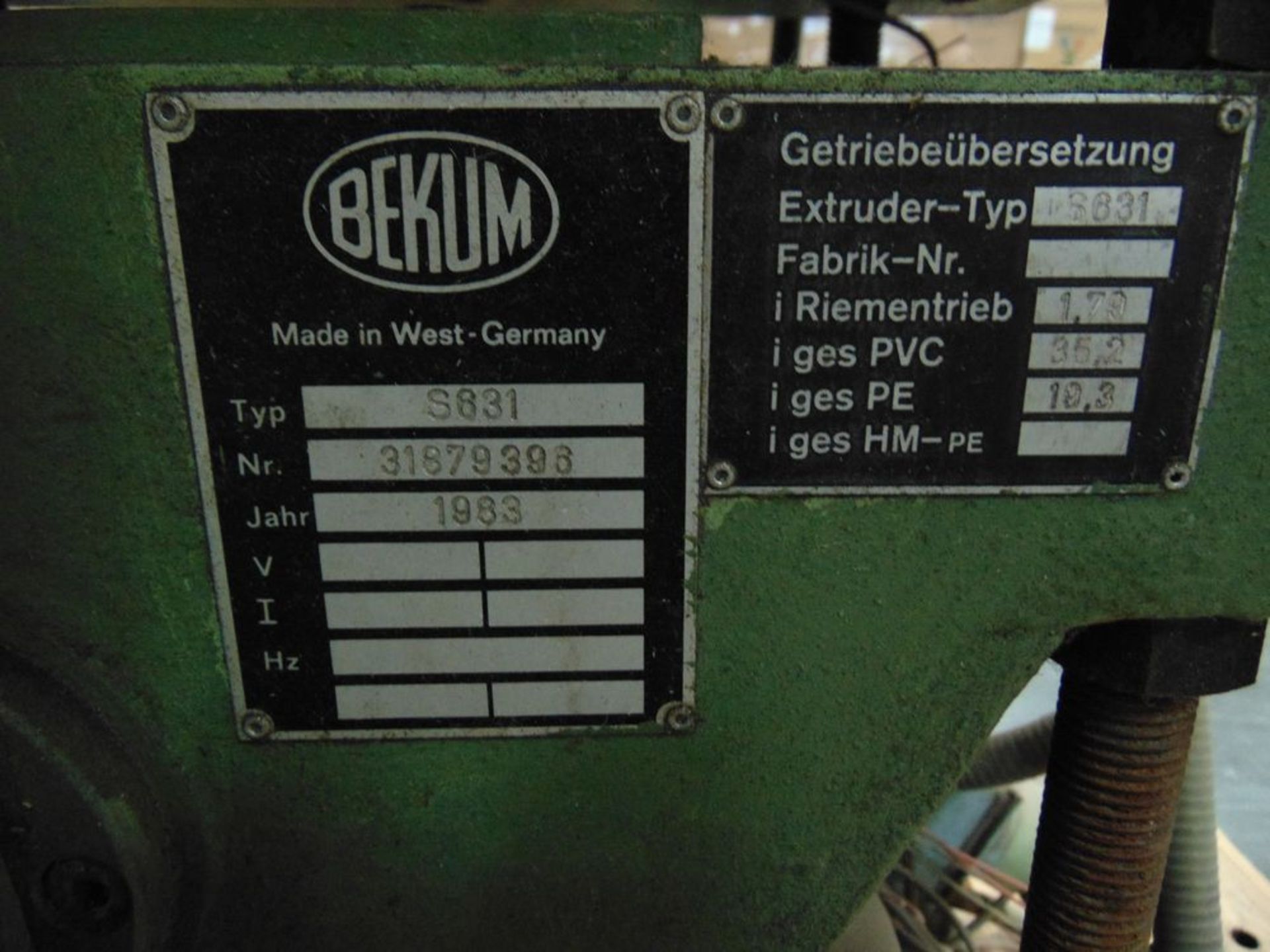 Bekum 60mm Extruder Fits 80 Vintage 100 Type S831 - Image 3 of 3