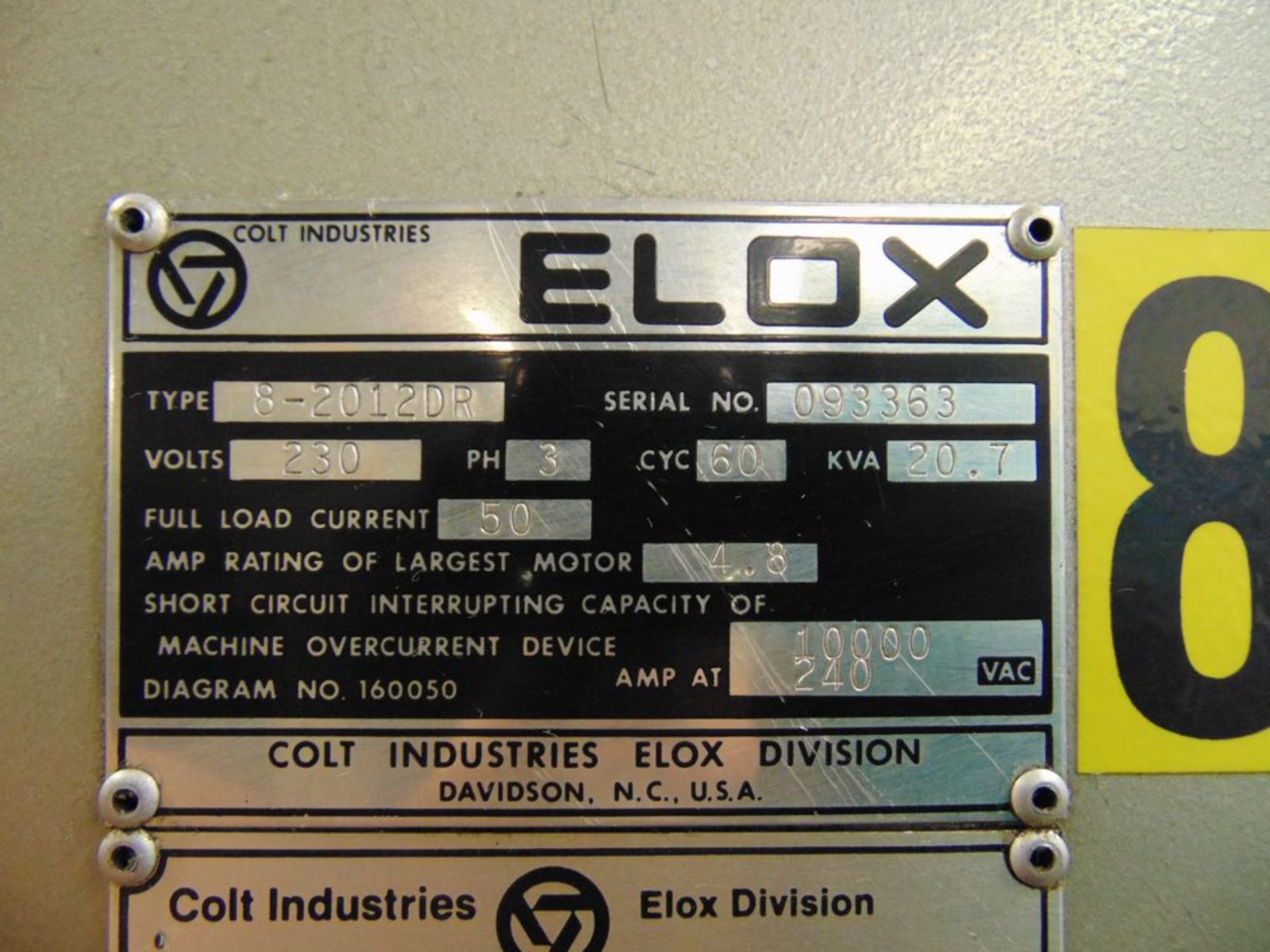 Elox mod. 8-2012DR EDM (LOADING FEES: $300) - Image 3 of 3