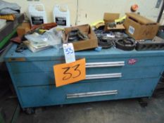 (Lot) Stanley Vidmar 3-Drawer Tool Cabinet w/ Misc. Contents