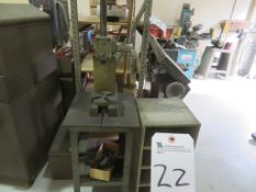 (Lot) Arbor Press w/ S.S. Table & Shelving w/ Cont.