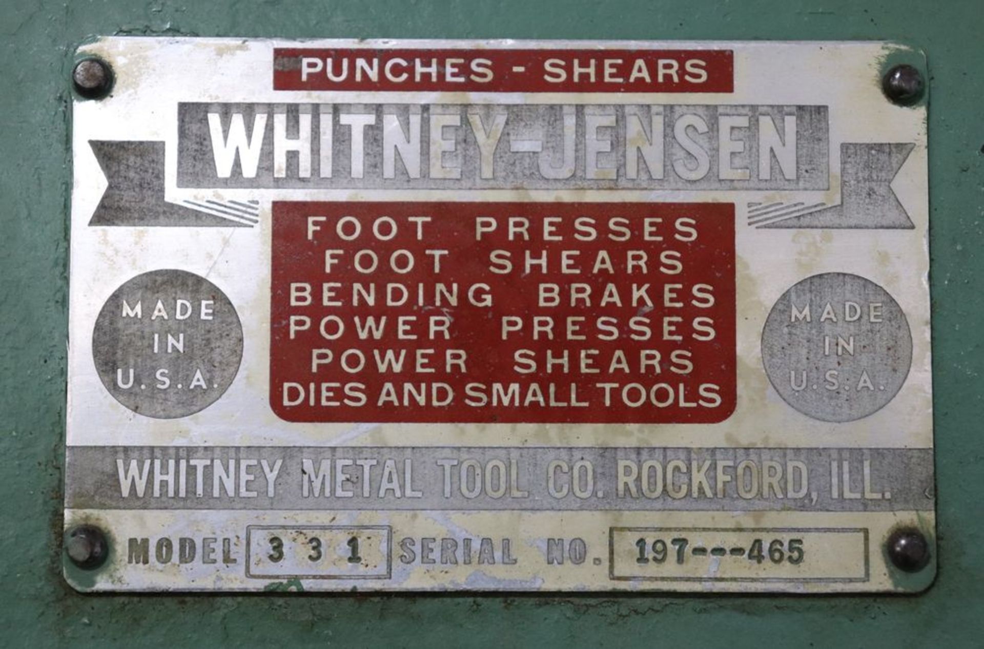 Whitney - Jensen 331 40 Ton Deep Throat Punch - Image 6 of 12