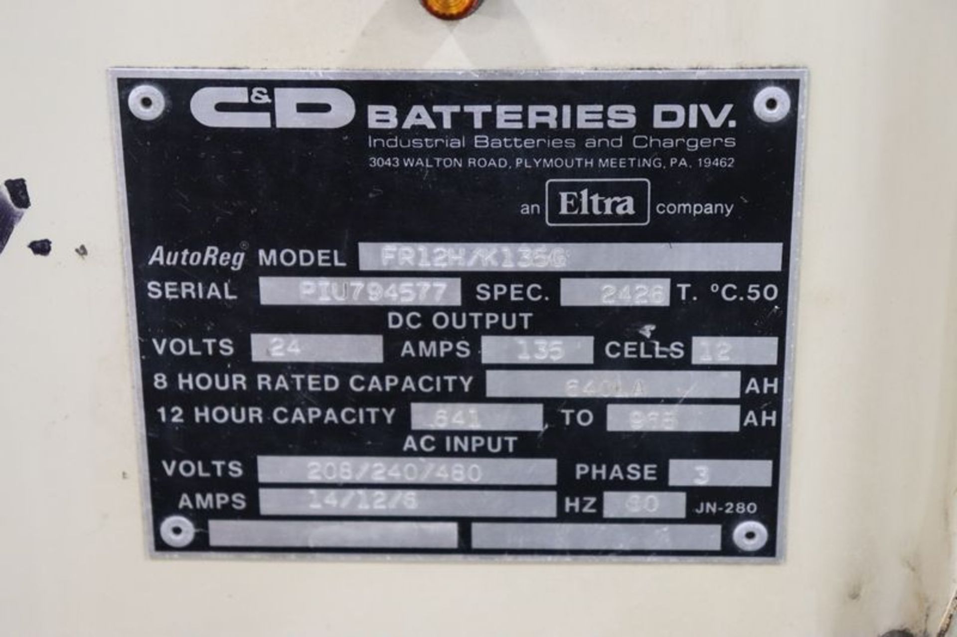 C & D Ferri FR12H/K135G 24V Forklift Battery Charger - Image 10 of 10