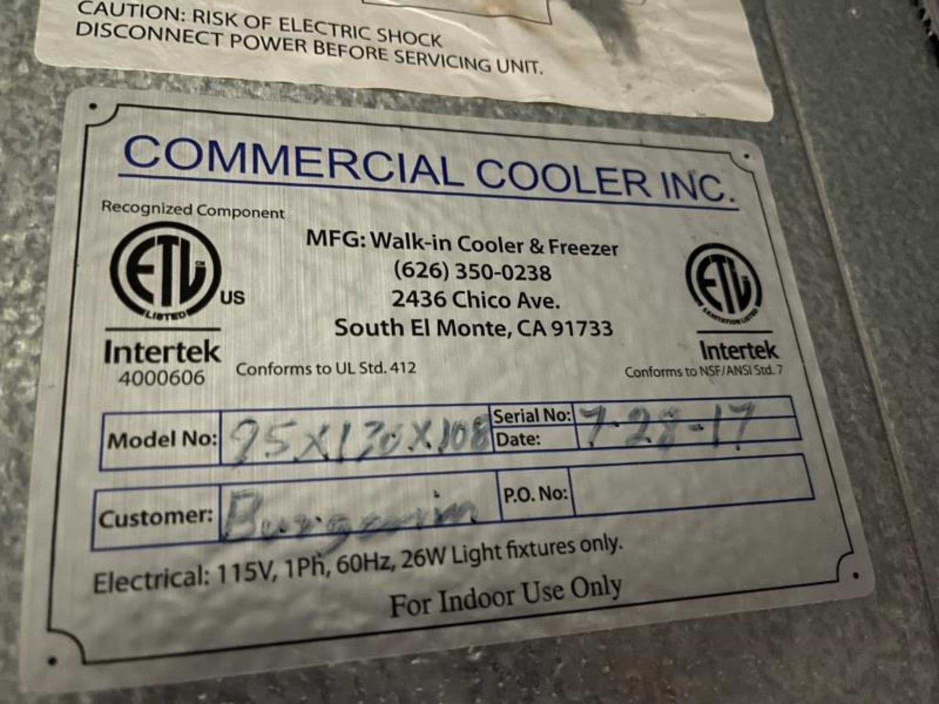 Commercial walk-in cooler/freezer, 2017, untested, 11'W x 92"D - Image 6 of 8