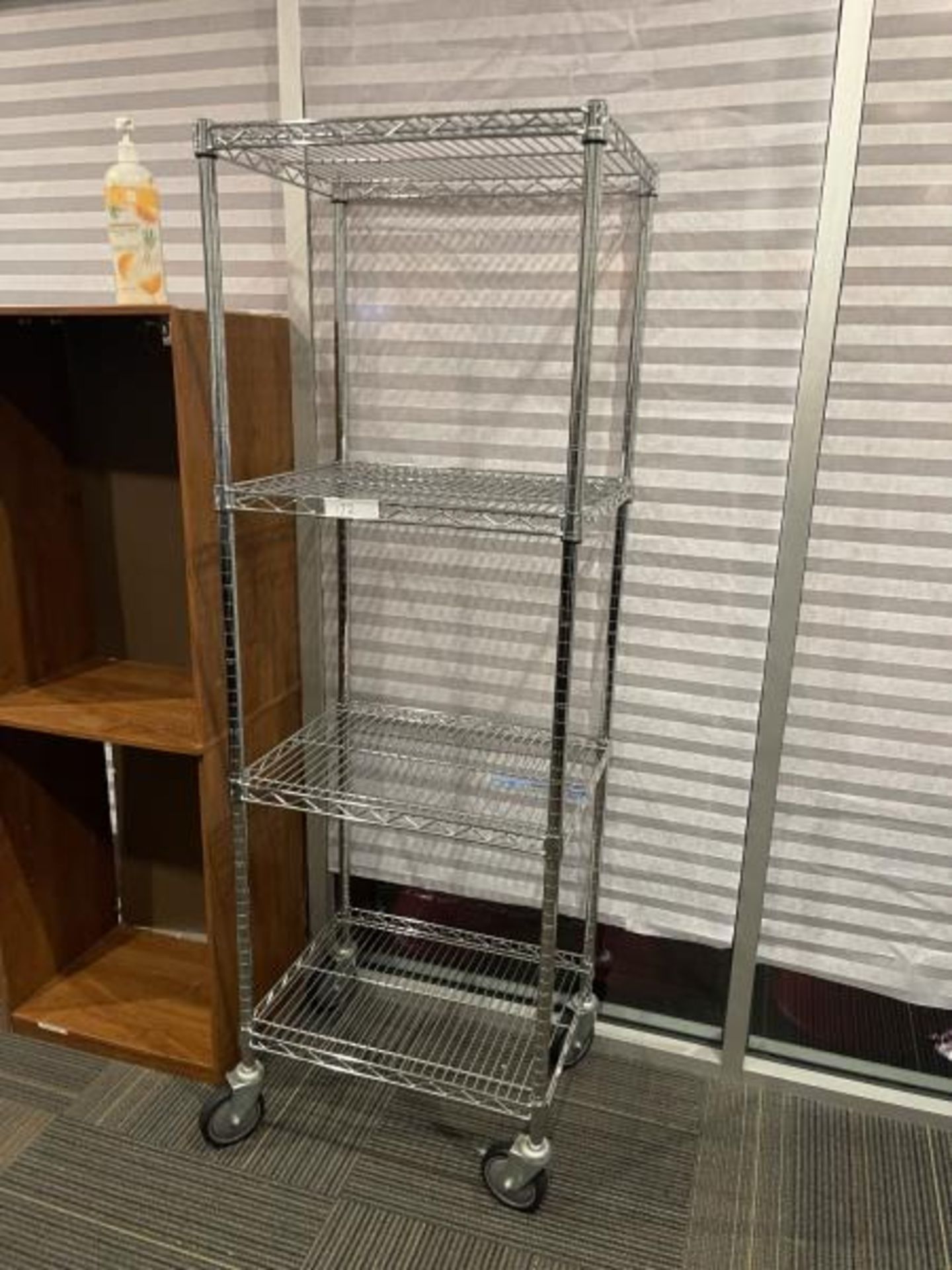 Lot of 4 Metal Wire Shelf on Casters, 2'x2'x6'