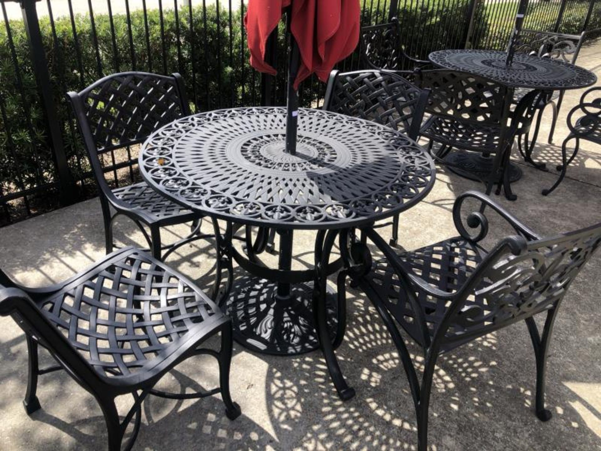 Outdoor Table with 4 Chairs & Umbrella