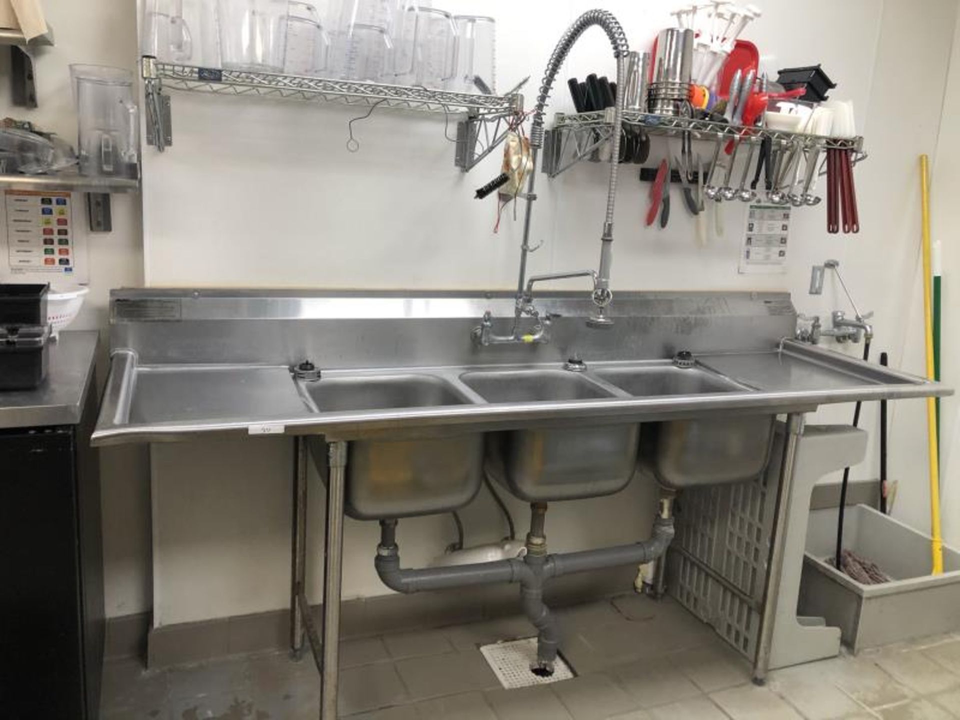 Eagle 3 Compartment Sink with Overhead Sprayer M: 412-16-3-18-SL