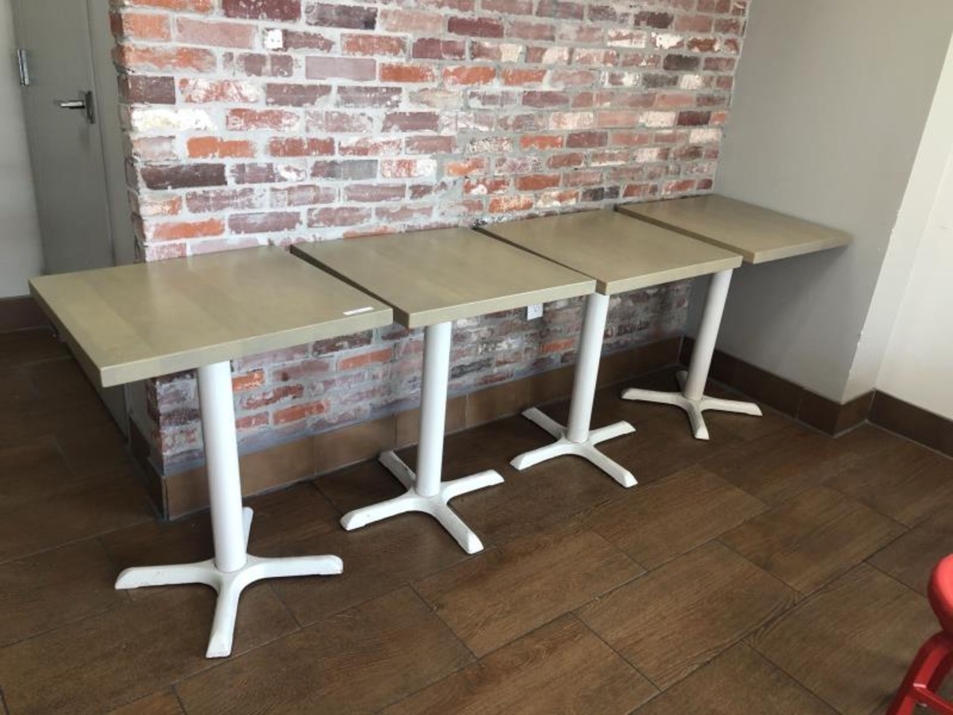 Lot of 4 Metal Based Table with Wood Top