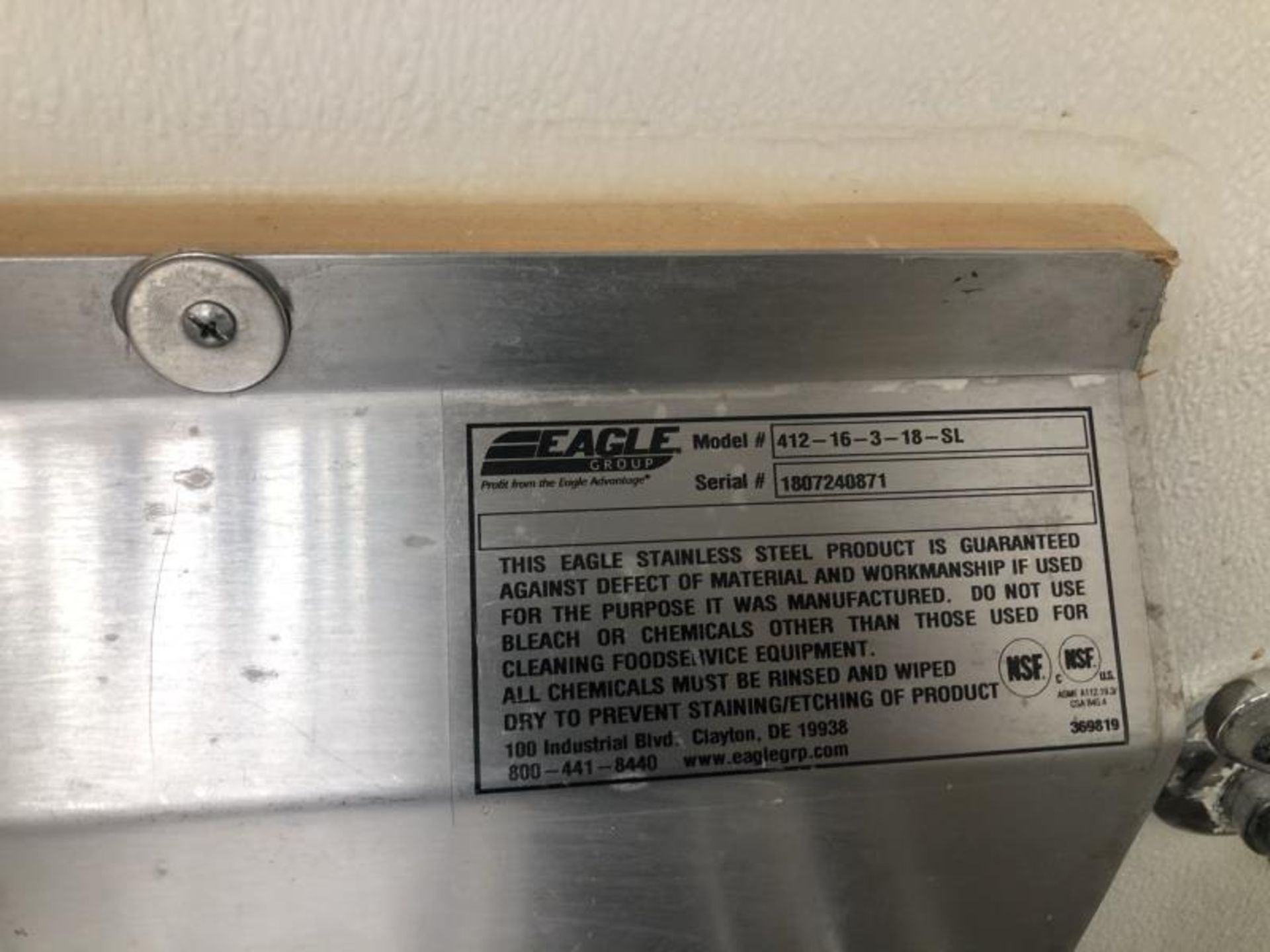 Eagle 3 Compartment Sink with Overhead Sprayer M: 412-16-3-18-SL - Image 3 of 6