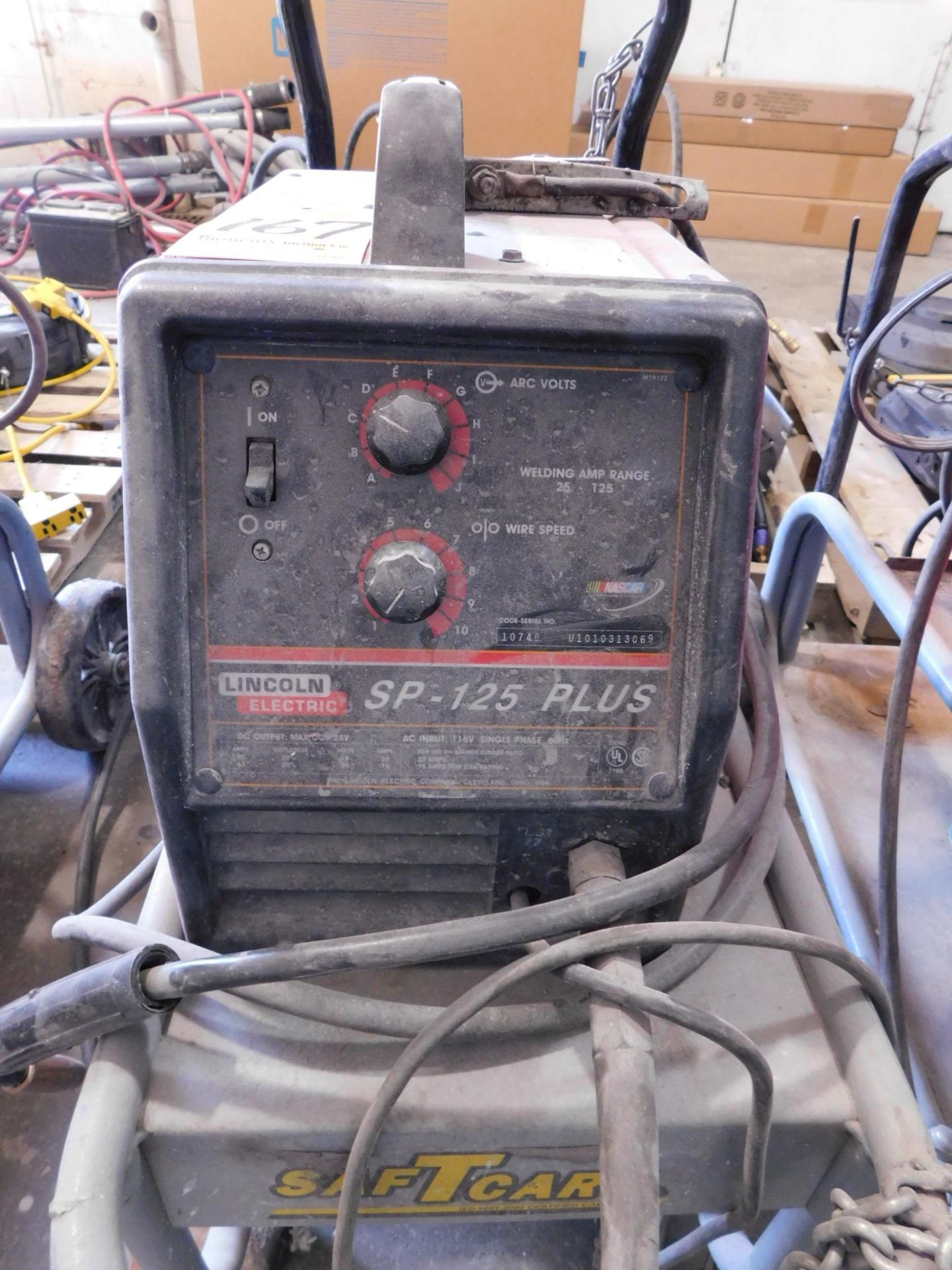 Lincoln SP-125 Plus Mig Welder, 1 phase, 115V, SN U1010313069, with Cart