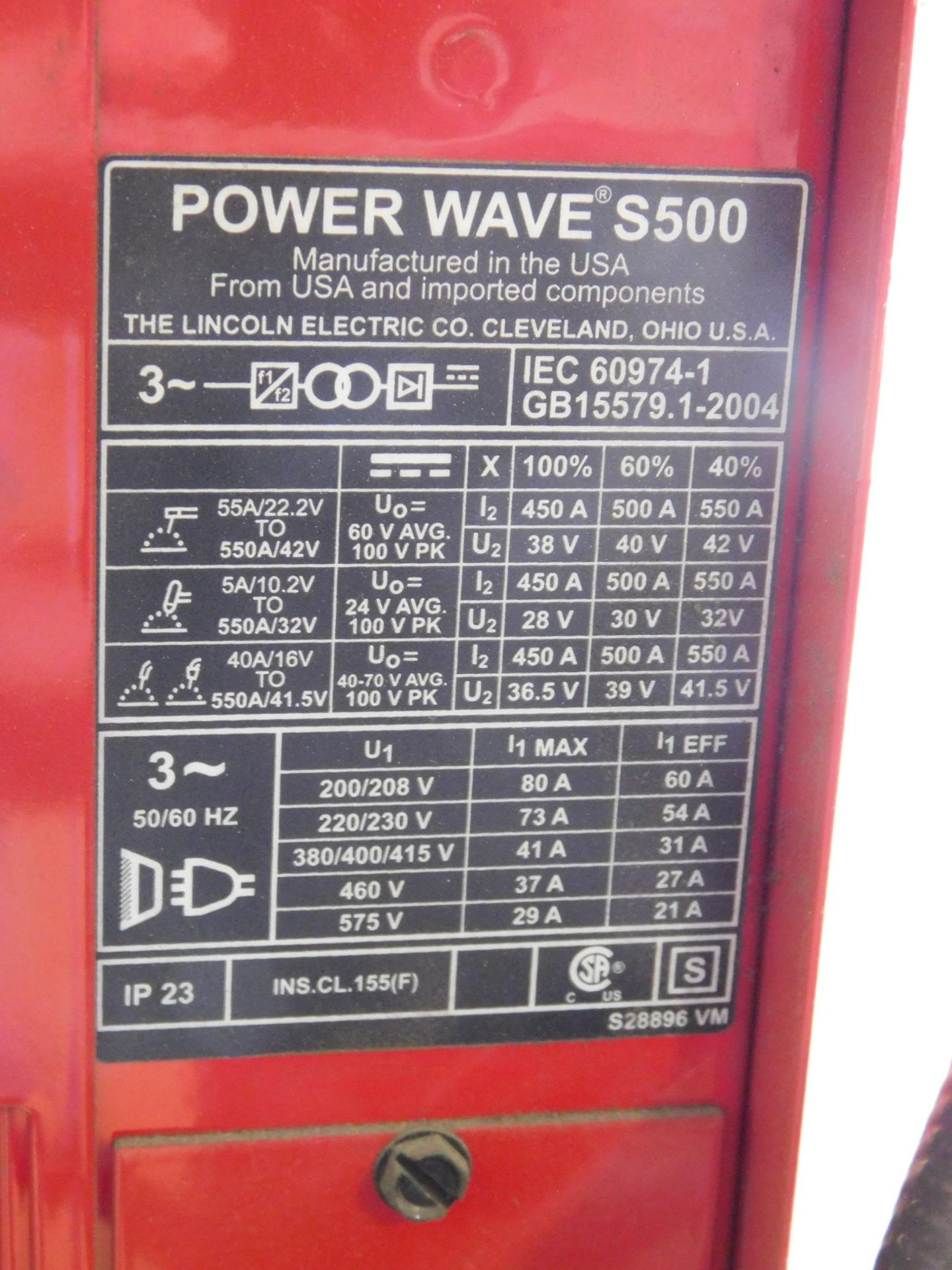 Lincoln S500 Powerwave Advanced Process Welder, SN U113602343 - Image 9 of 12