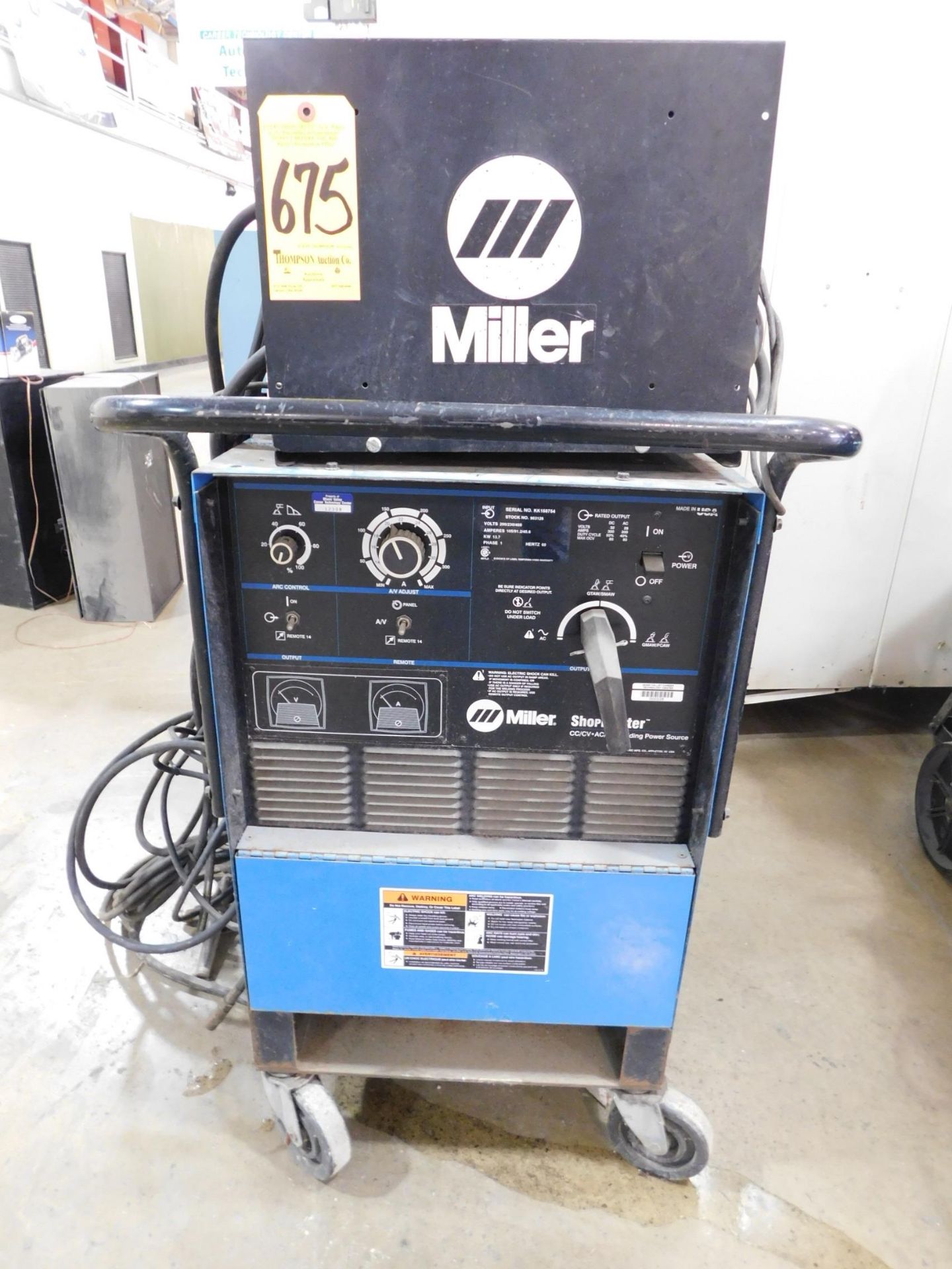 Miller Shopmaster Tig Welder, SN KK158754, 230V, 1 phs., with Miller HF-251D-1 Arc Starter, and