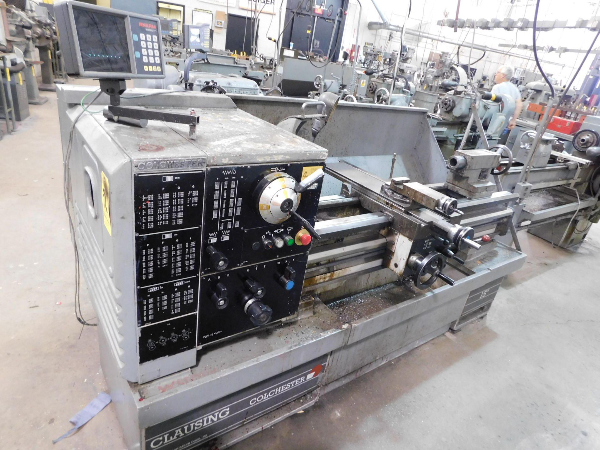 Clausing Colchester 15" x 50" Toolroom Lathe, SN TG0562-490, with Anilam Wizard 211 2-Axis Digital
