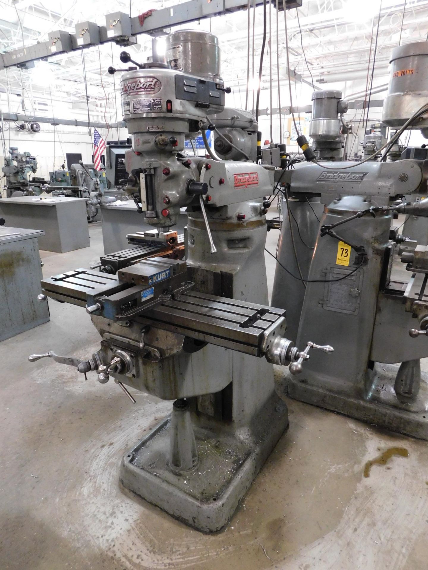 Bridgeport Step Pulley Vertical Mill, SN BR32917, 9" x 42" Table, Bridgeport Shaping Attachment,