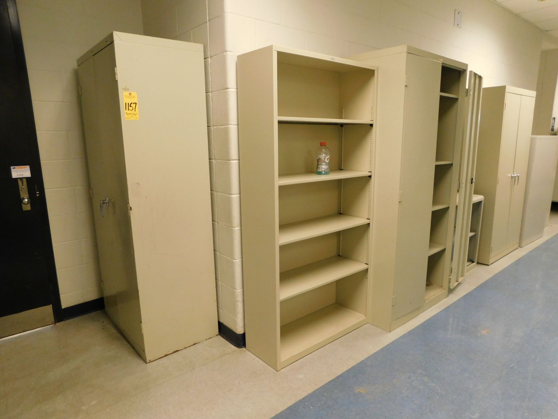 (3) 2-Door Upright Storage Cabinets, File Cabinets, and Bookcase