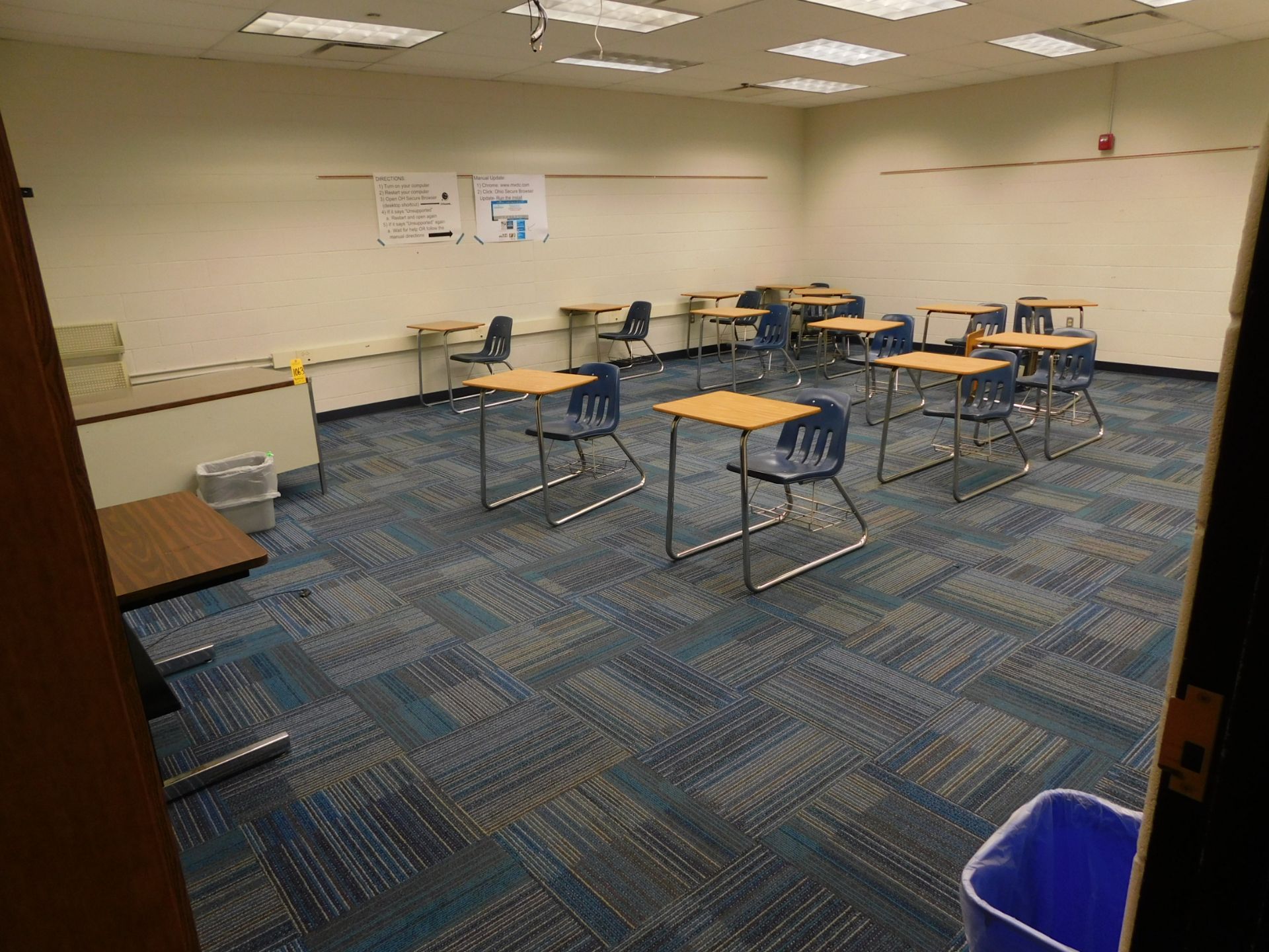 Contents of Room 222, Student Desks, Desk and Bookshelf