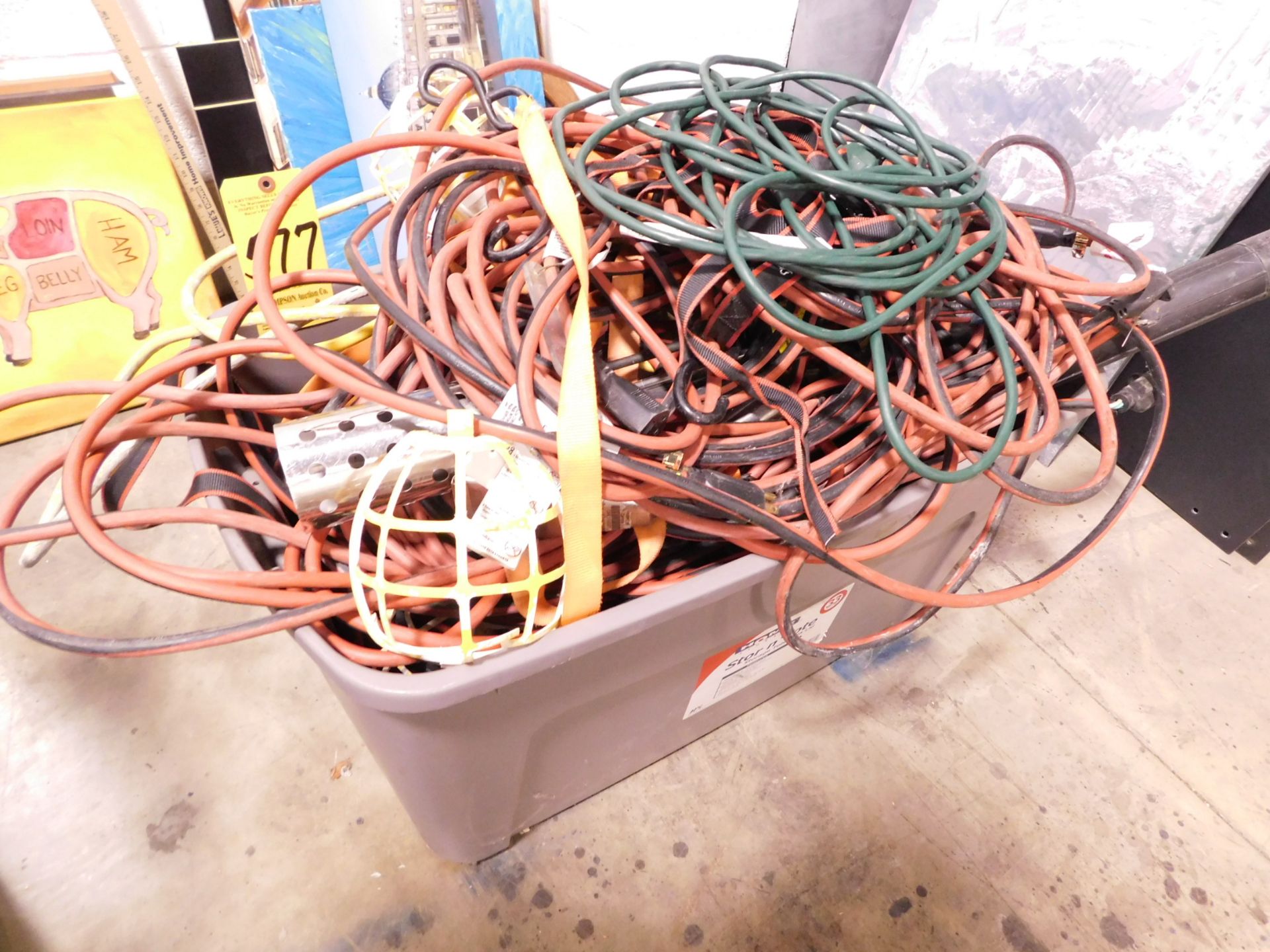 Plastic Tub with Extension Cords