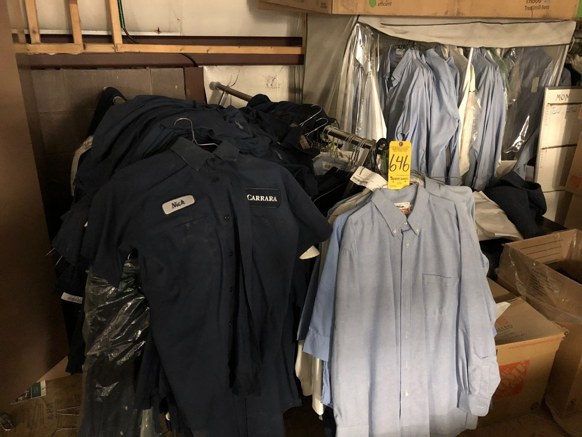 Work Shirts, (4) Clothing Racks